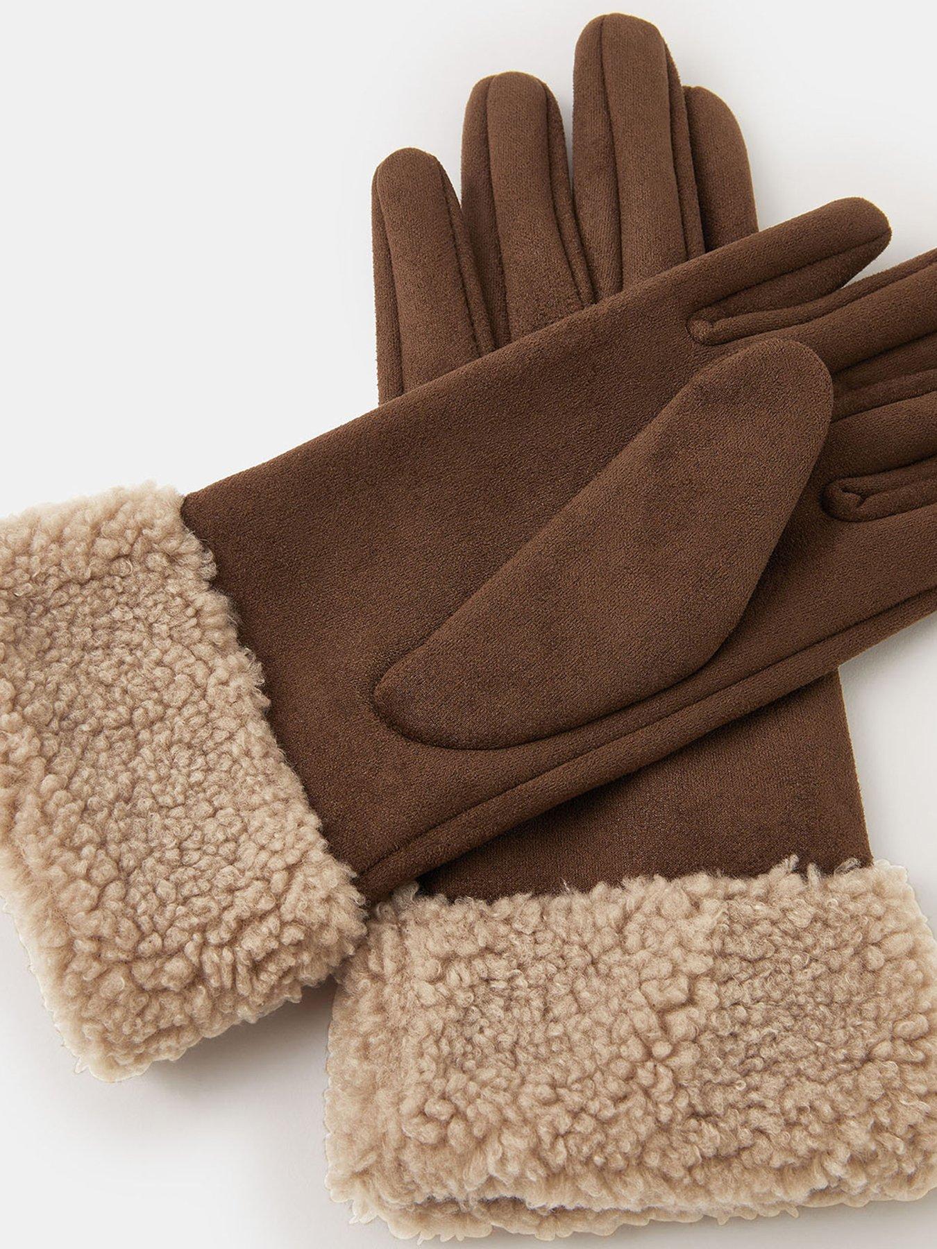Image 2 of 2 of Accessorize Shearling Tan Glove - Brown