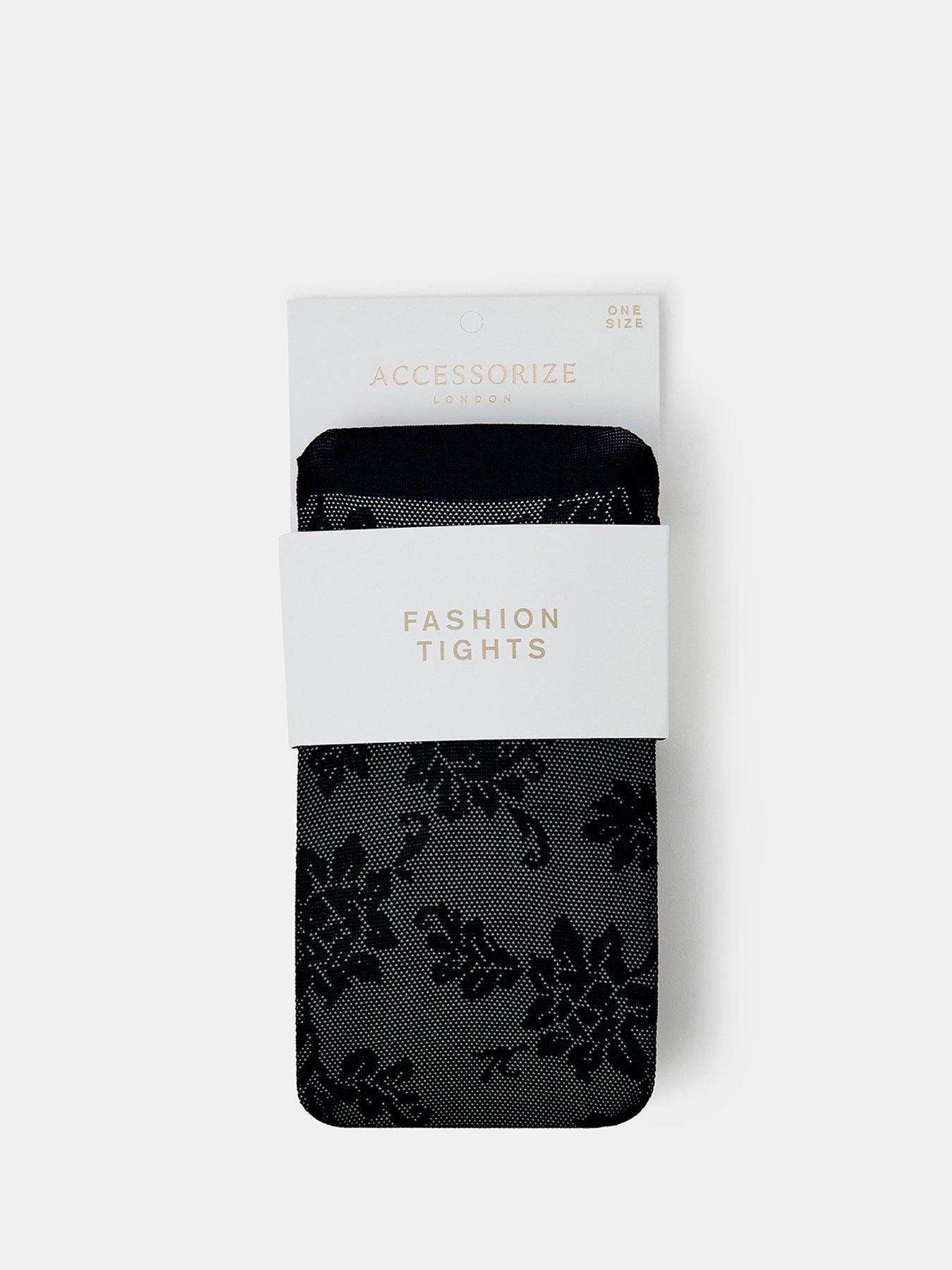 Accessorize Lace Pattern Tights - Black