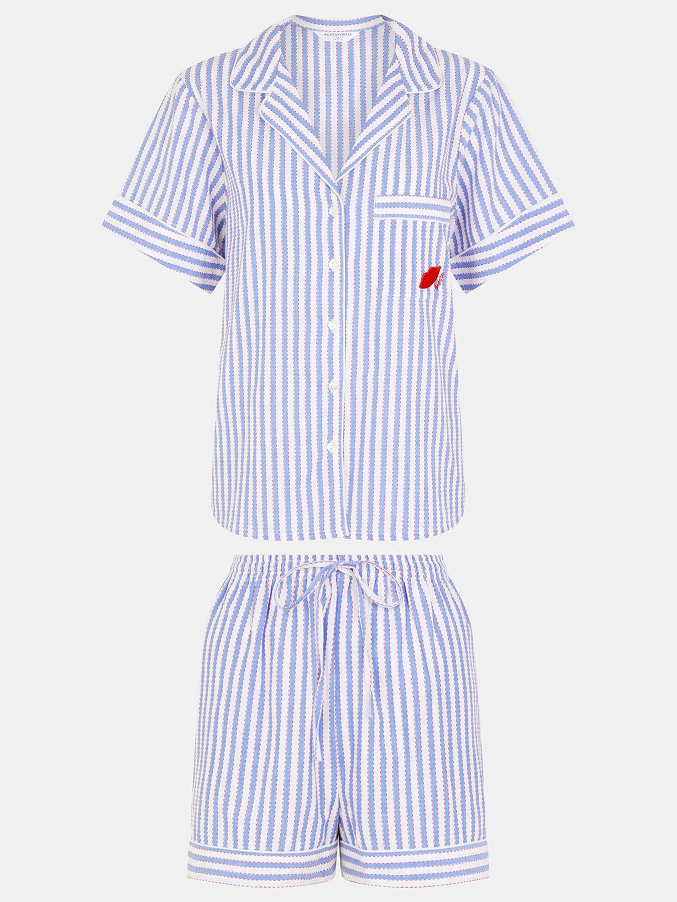Accessorize Blue Stripe Short Pyjamas Set - Blue