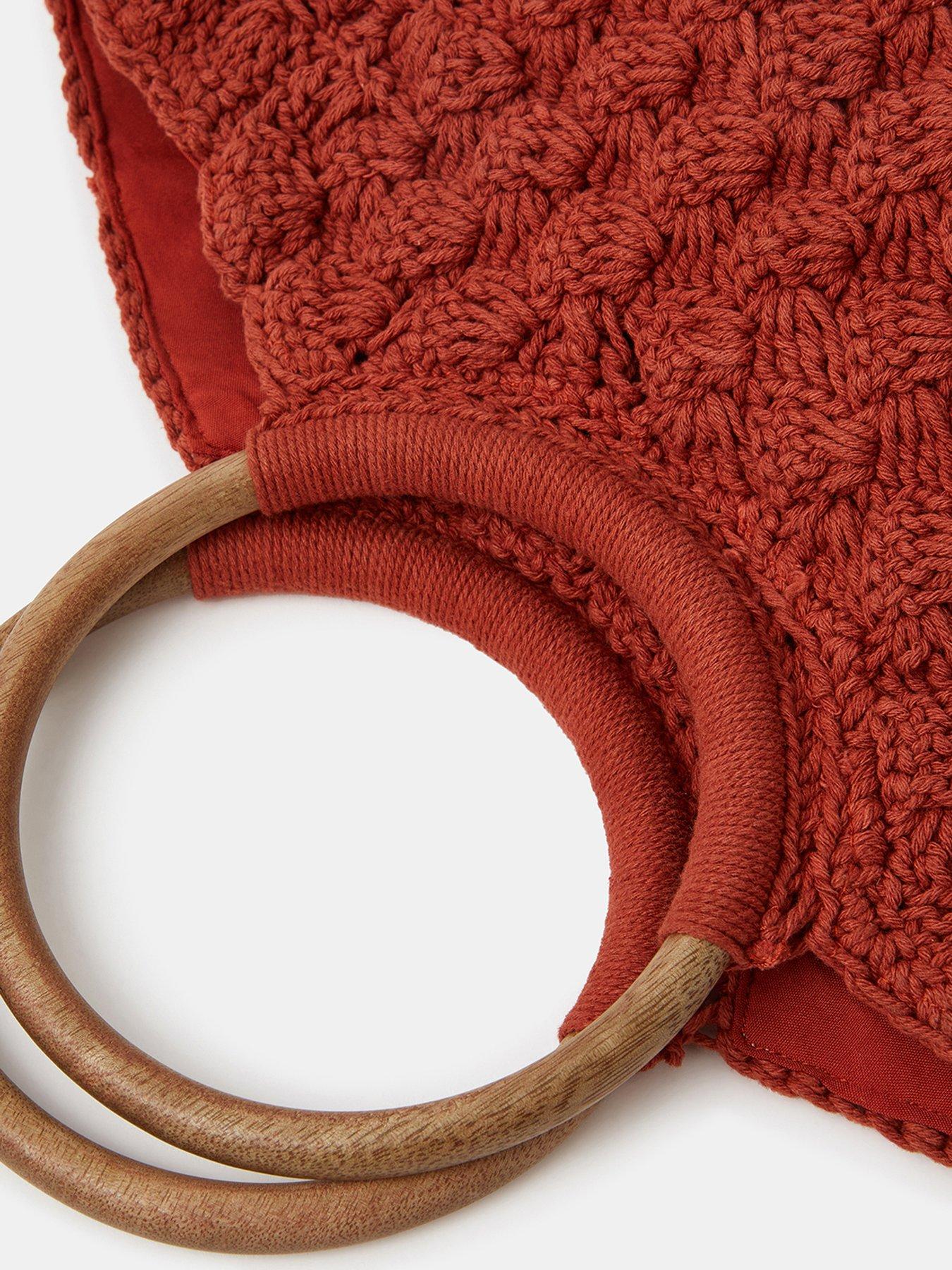 Image 5 of 5 of Accessorize Wooden Macrame Handheld Bag- Orange