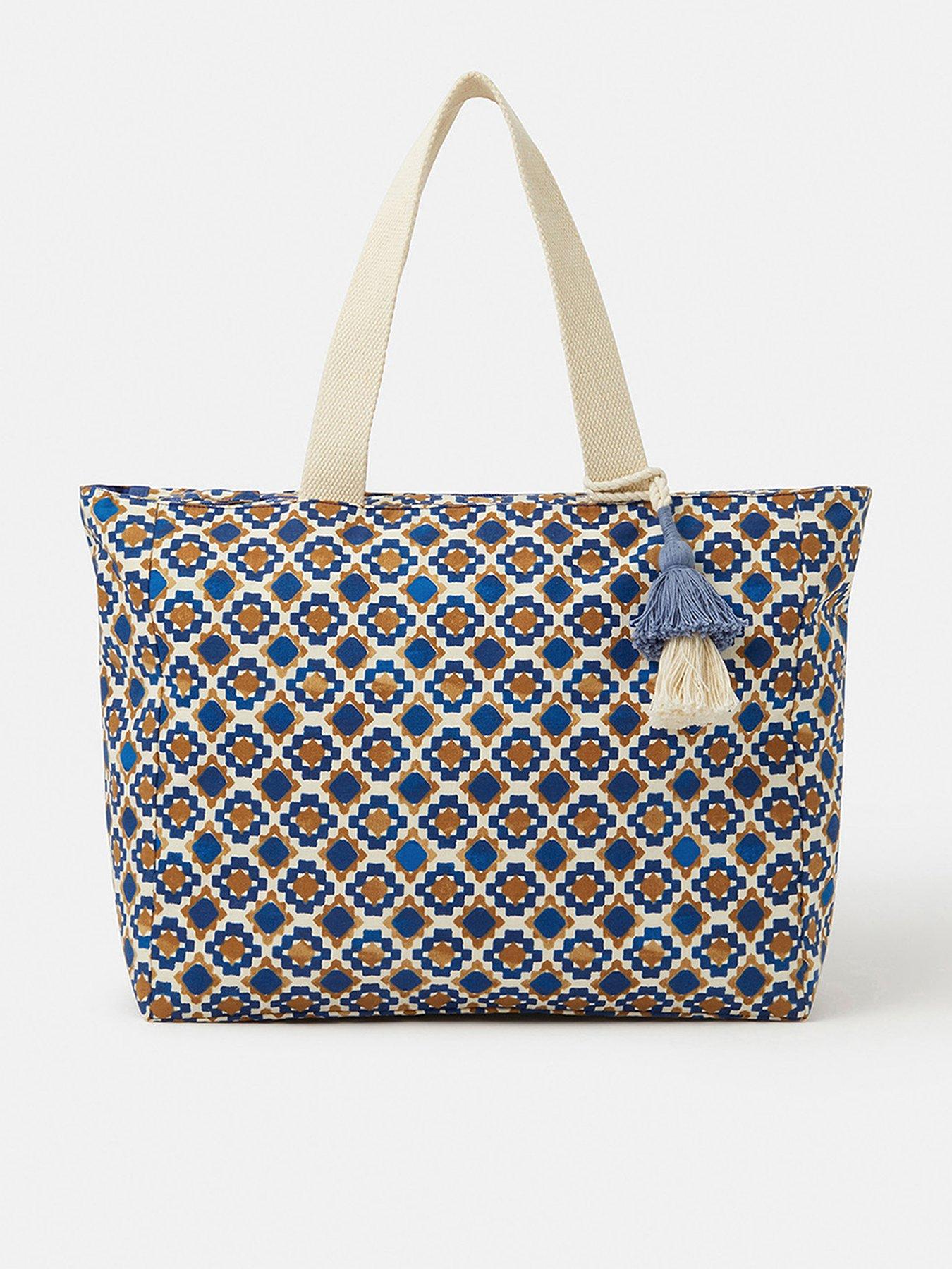 Accessorize Tile Print Beach Tote Bag - Blue