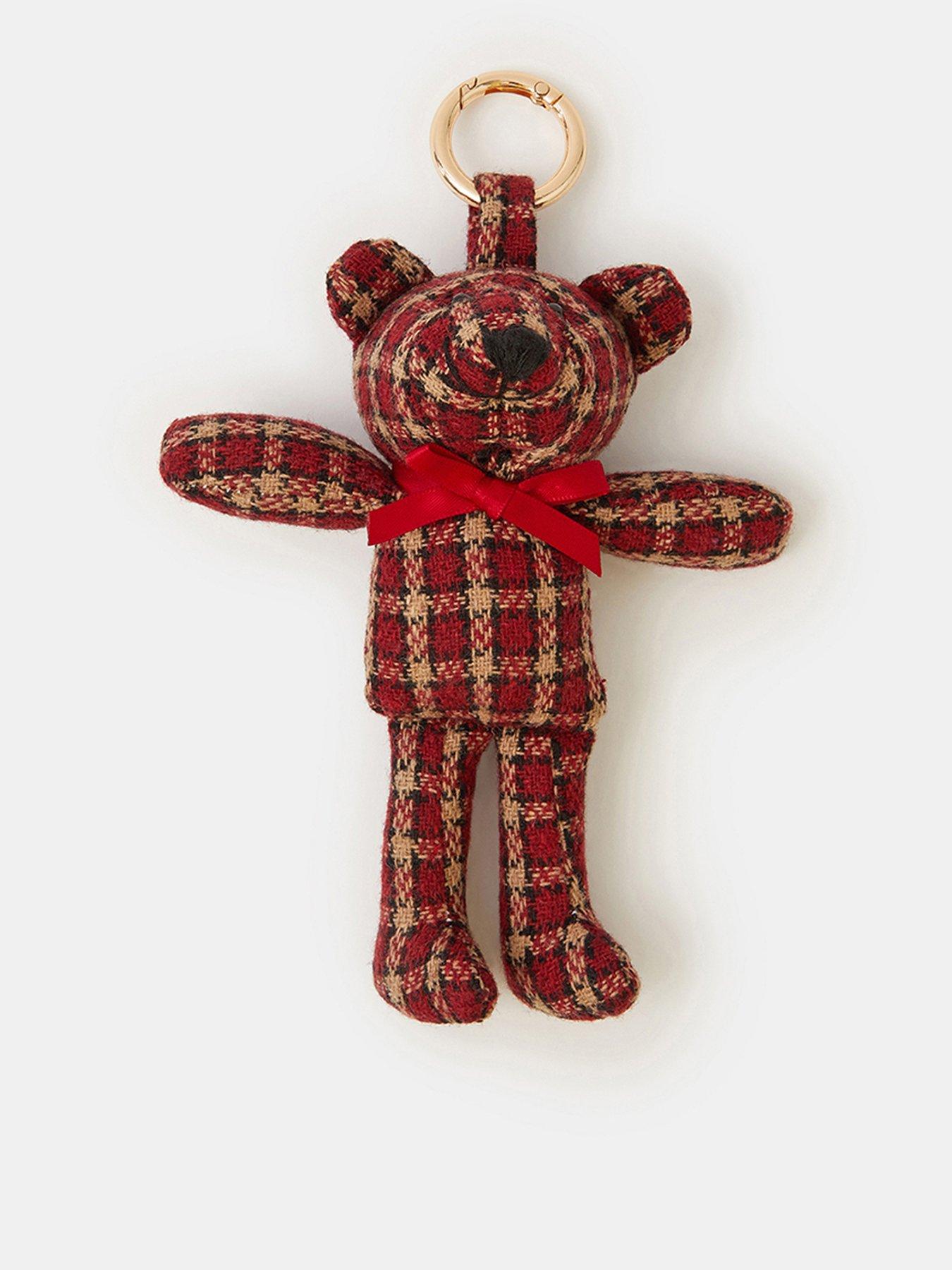 Accessorize Fabric Bear Bag Charm  - Red