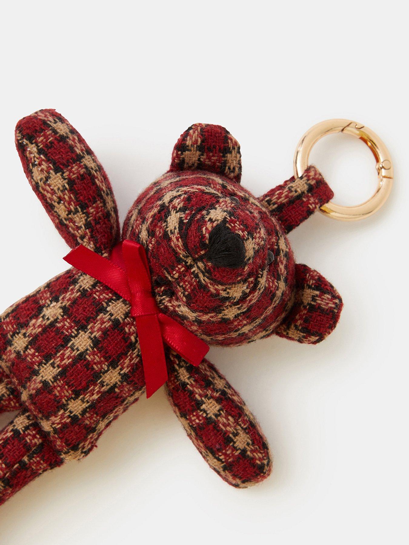Image 2 of 3 of Accessorize Fabric Bear Bag Charm  - Red