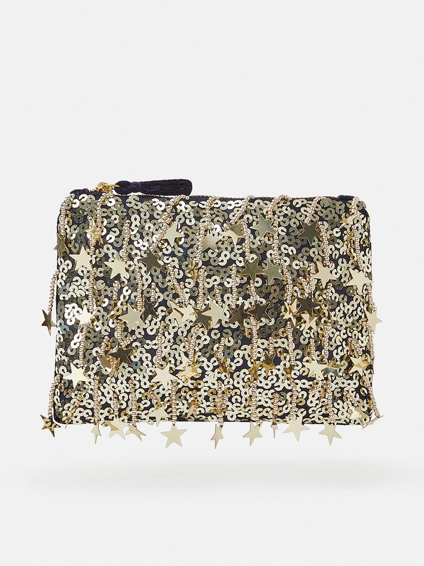 Accessorize Star Sequin Pouch Bag - Gold