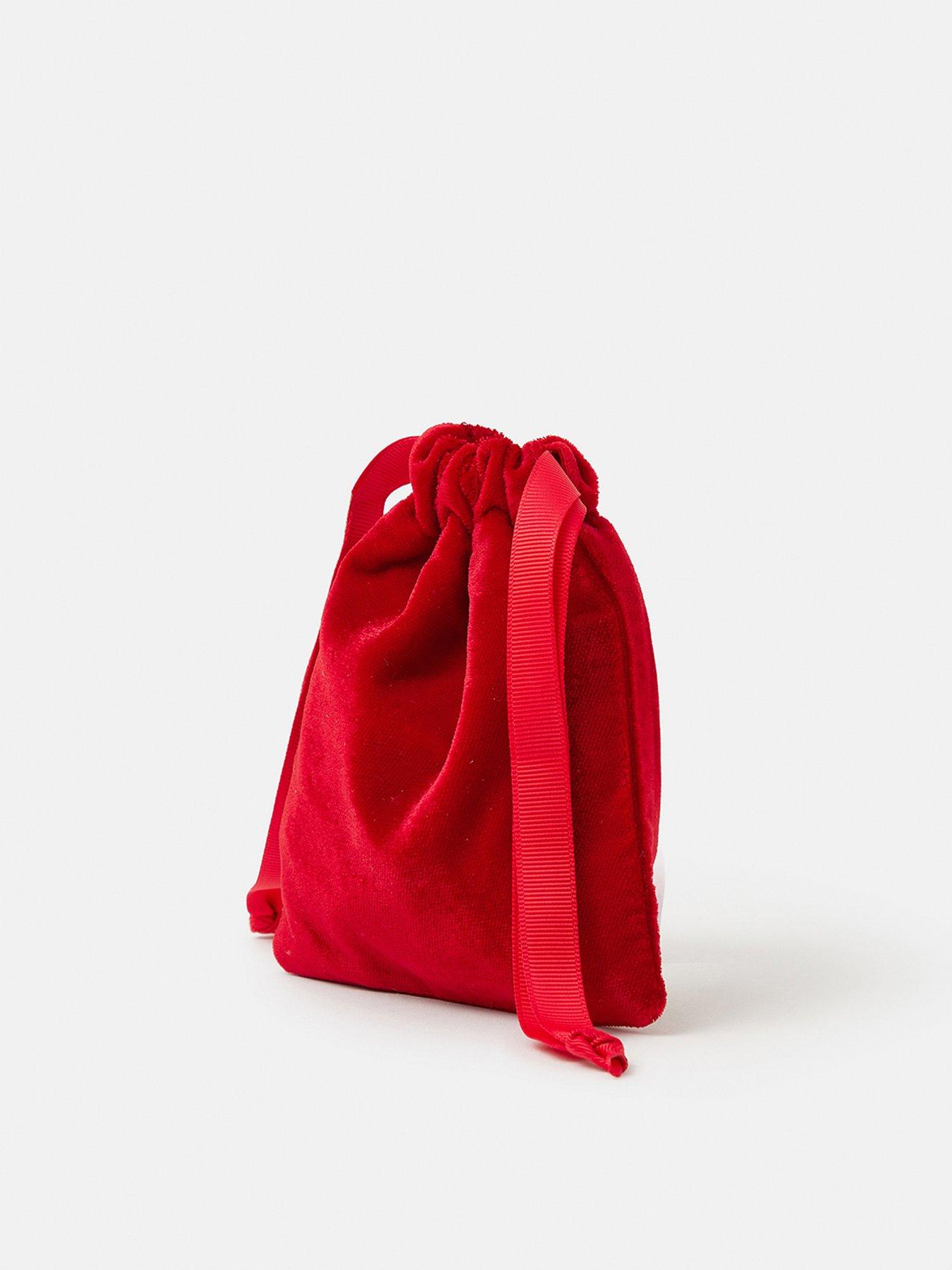 Accessorize Candy Cane Velvet Drawstring Pouch - Red | Very