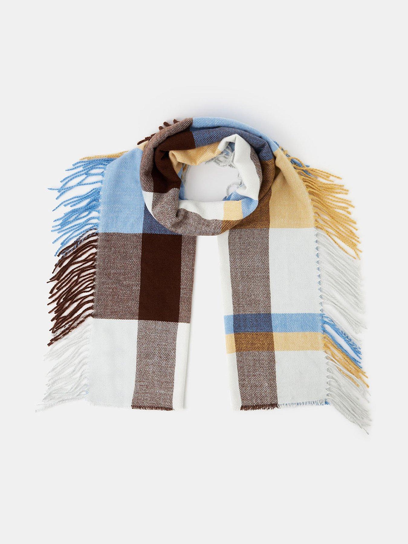 Accessorize Blue Check Fringe Blanket Scarf - Multi