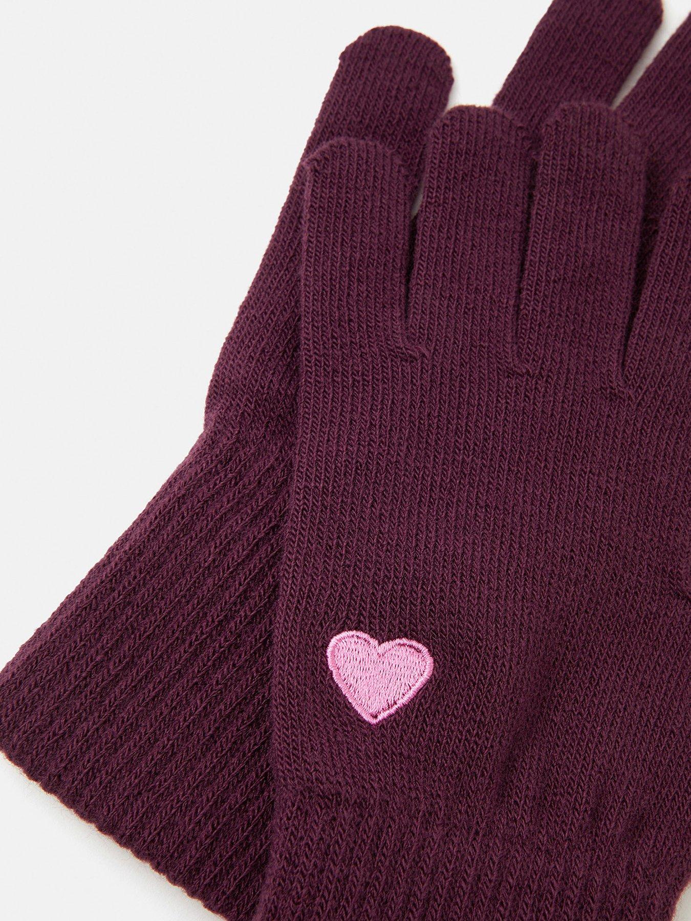 Image 2 of 2 of Accessorize Plain Heart Touch Screen Gloves - Red