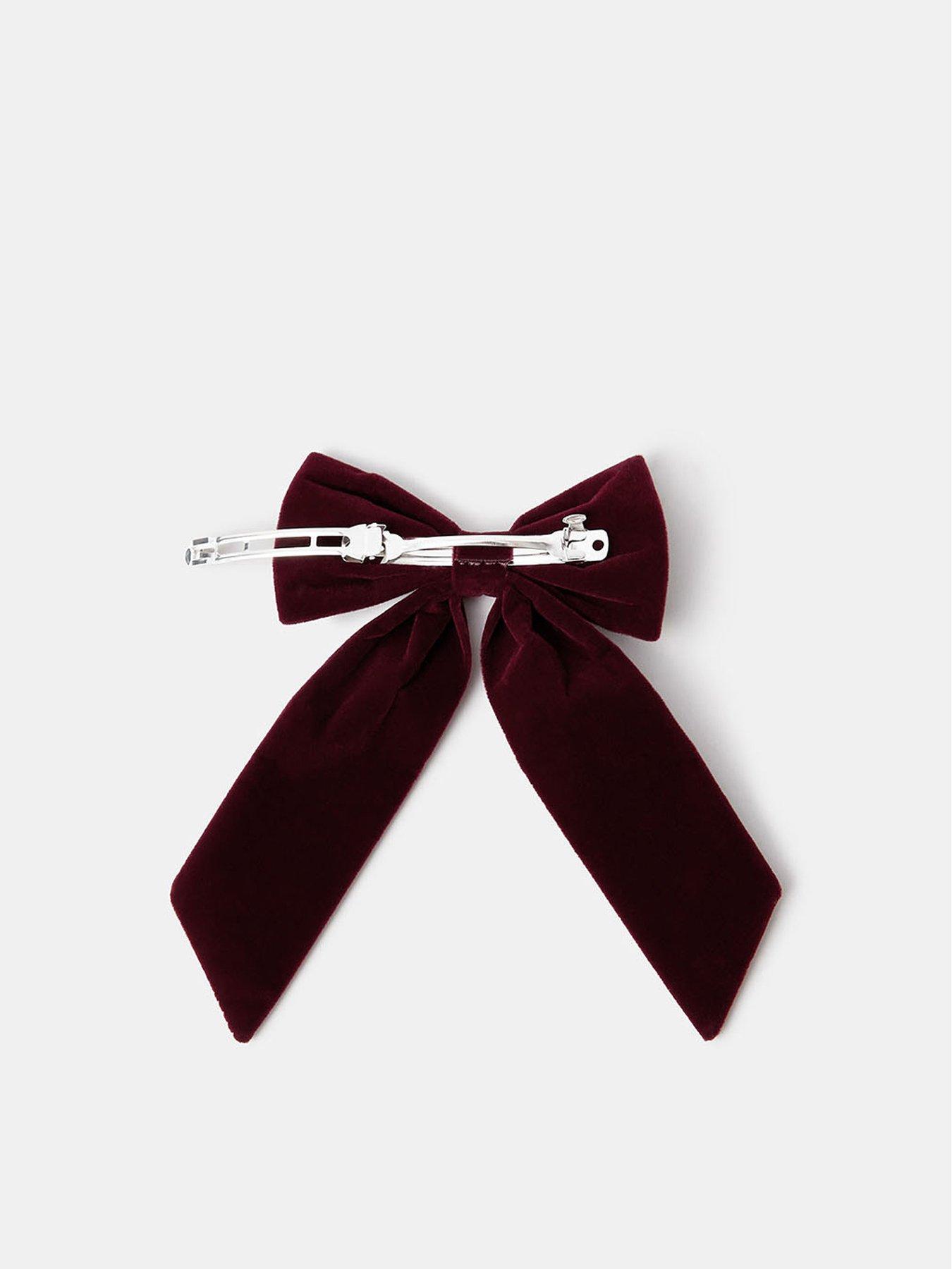 Image 3 of 4 of Accessorize Velvet Bow - Red