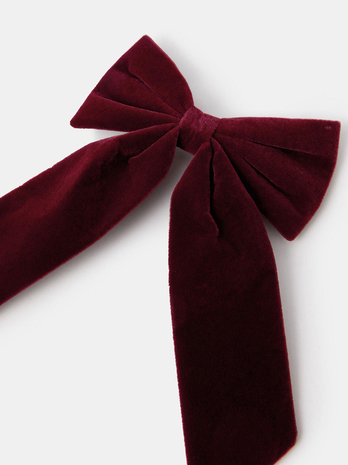 Image 4 of 4 of Accessorize Velvet Bow - Red