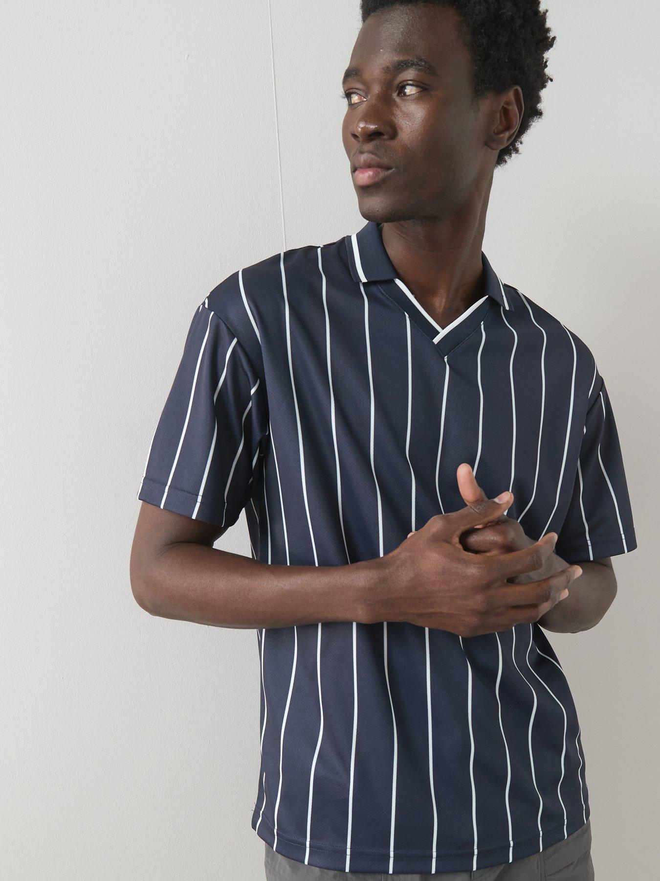 Image 6 of 6 of The Very Collection Stripe Collared Football Jersey - Navy