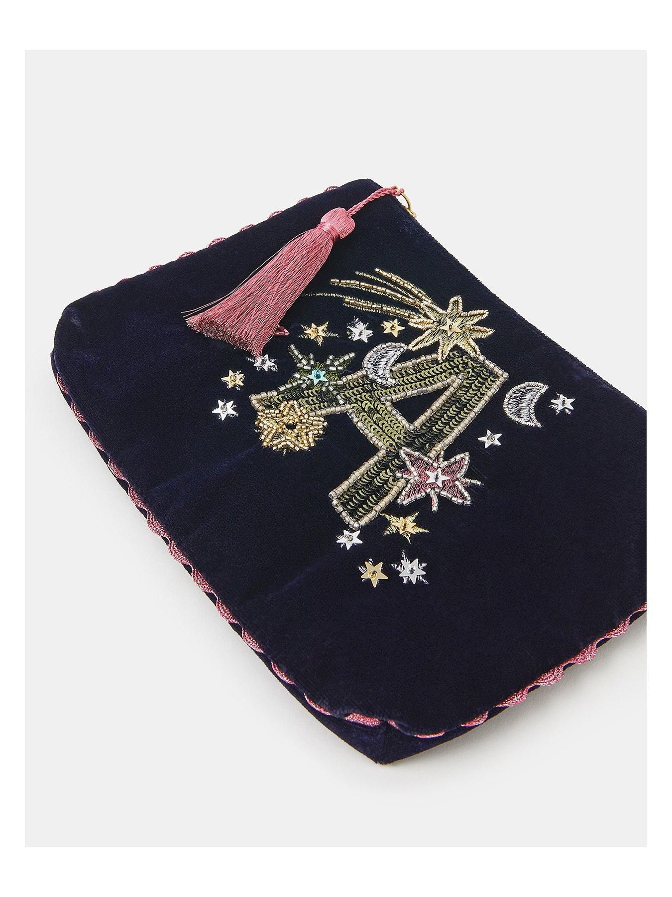 Image 3 of 7 of Accessorize Velvet Initial Christmas Pouchy - Blue