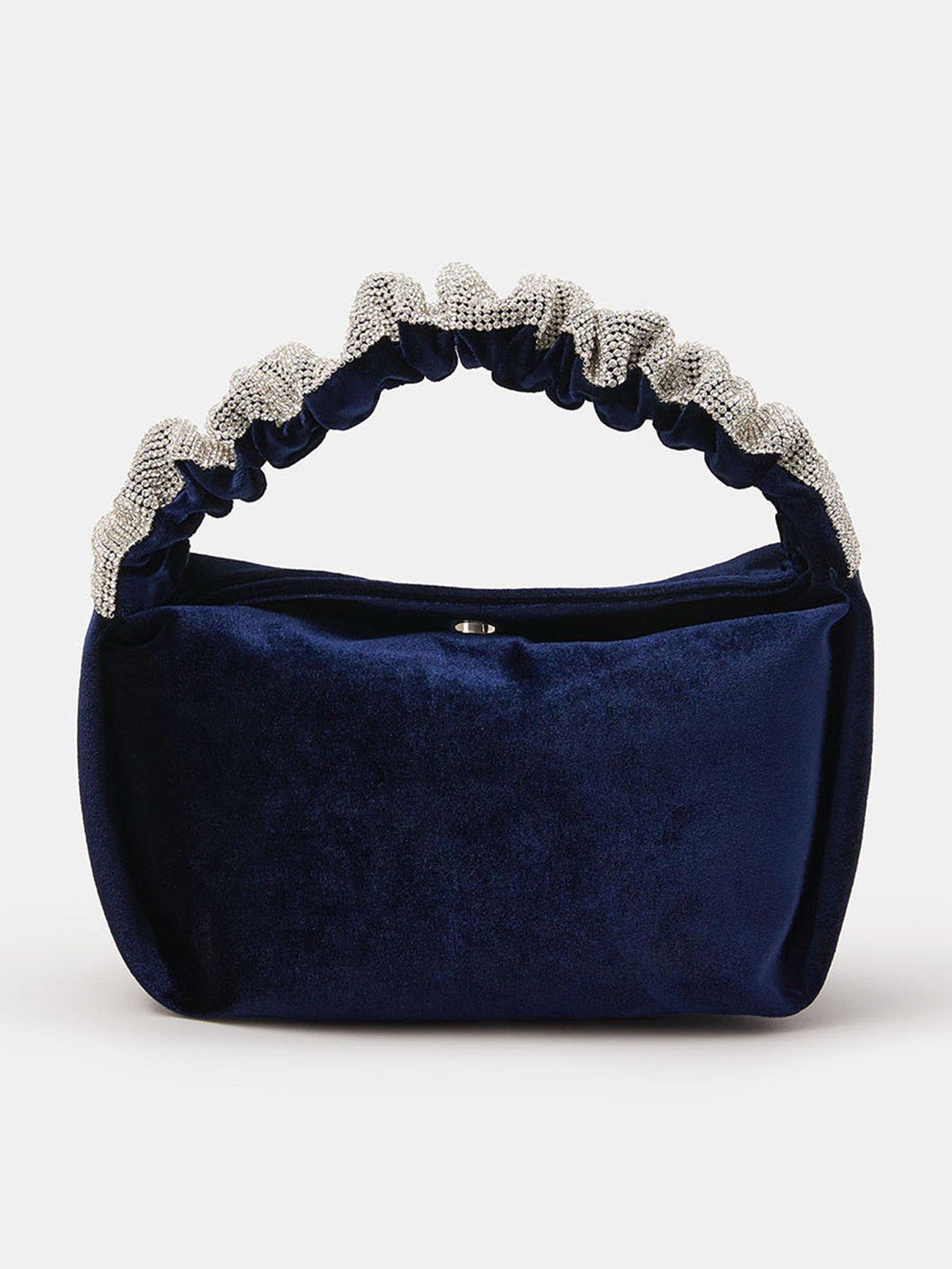 Accessorize Diamante Strap Handheld Bag - Blue