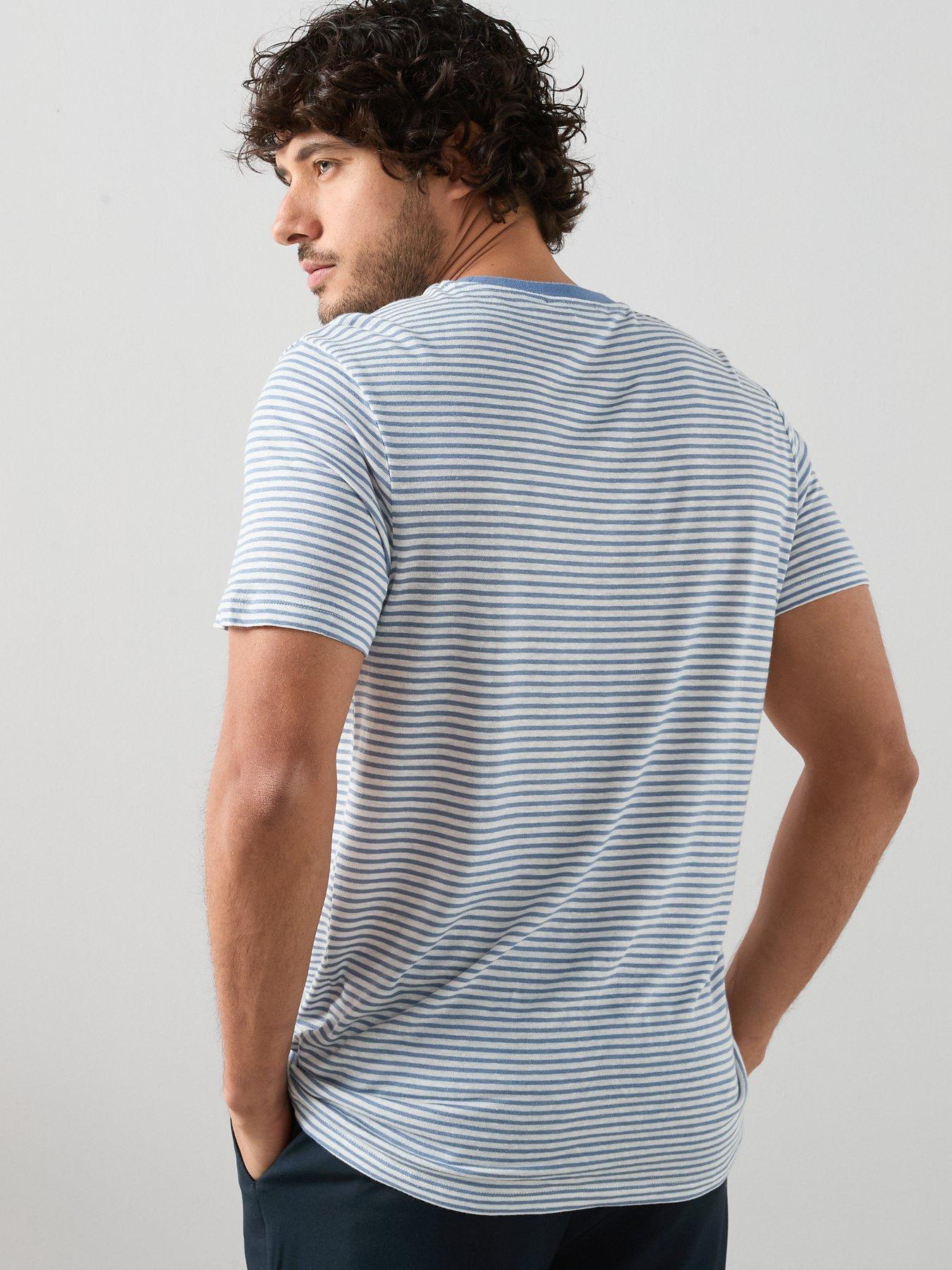 Image 2 of 7 of The Very Collection Linen Blend Stripe T-Shirt - Blue