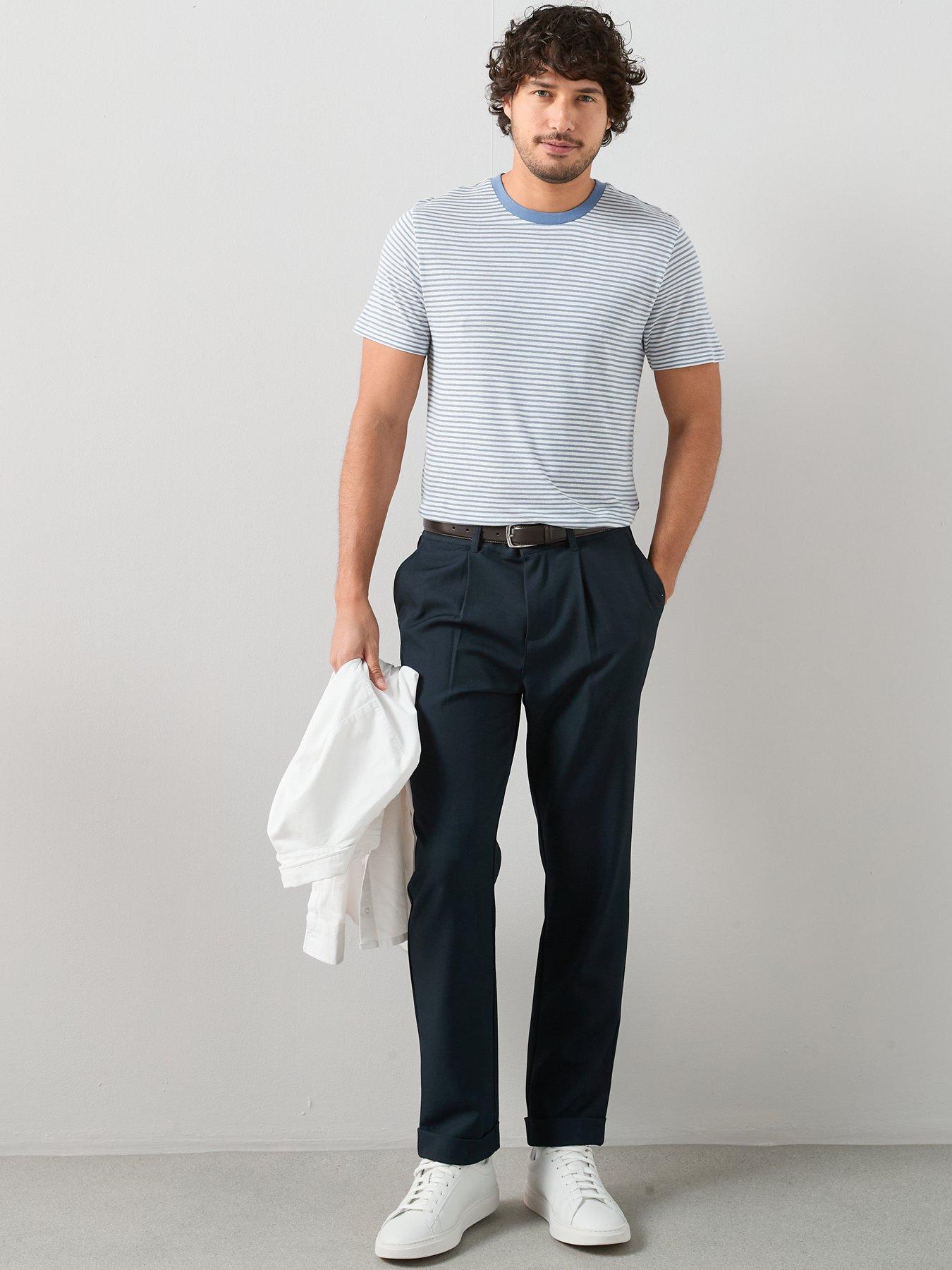Image 3 of 7 of The Very Collection Linen Blend Stripe T-Shirt - Blue