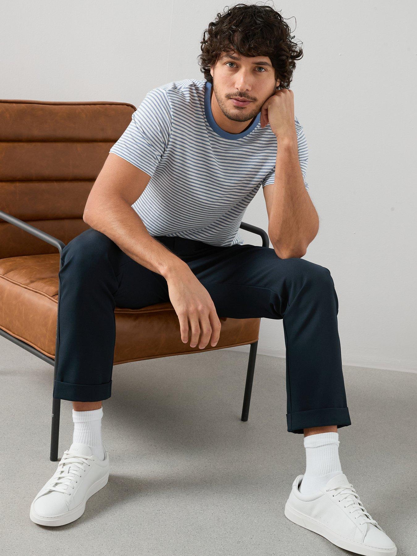 Image 4 of 7 of The Very Collection Linen Blend Stripe T-Shirt - Blue