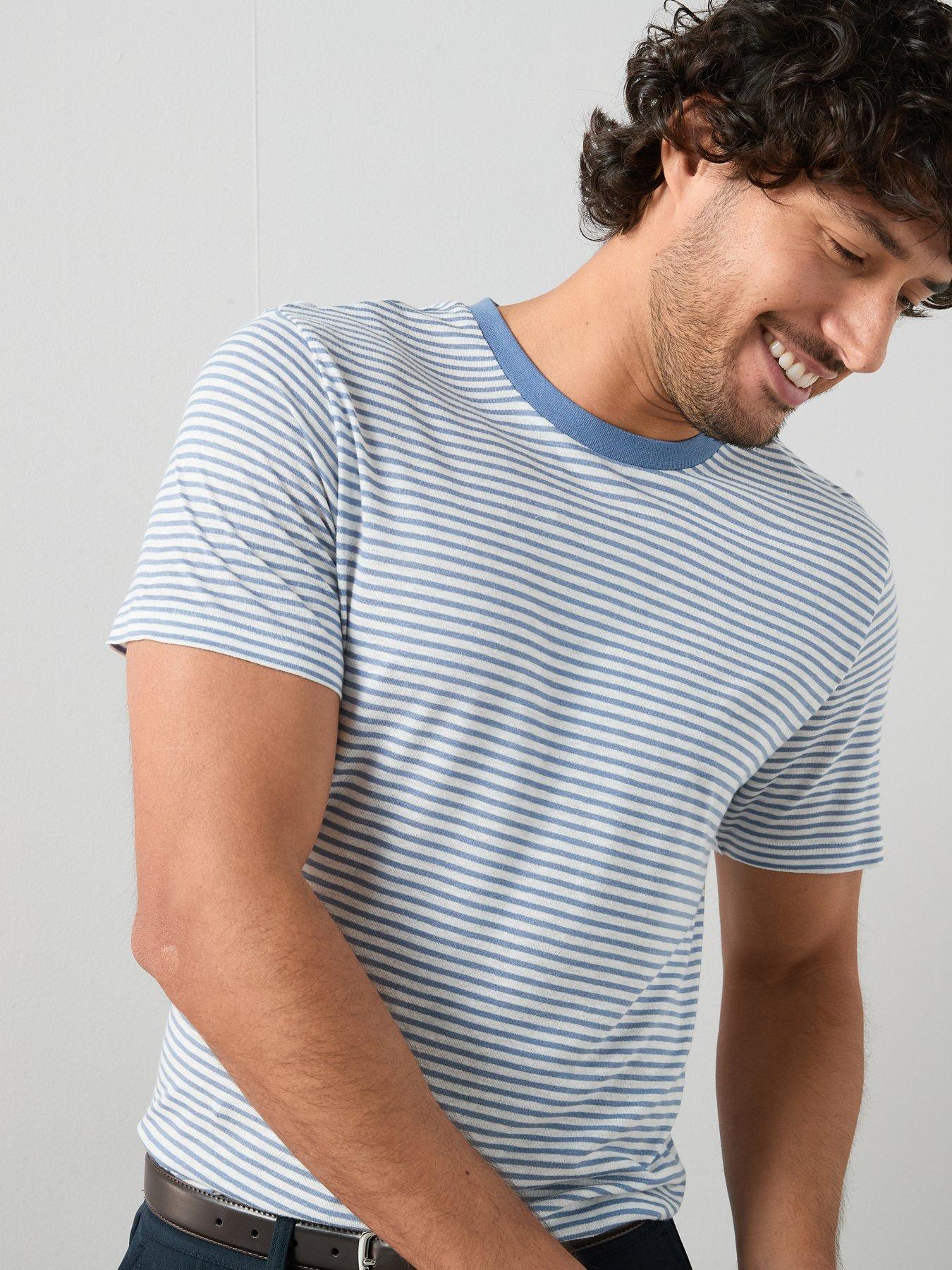 Image 5 of 7 of The Very Collection Linen Blend Stripe T-Shirt - Blue