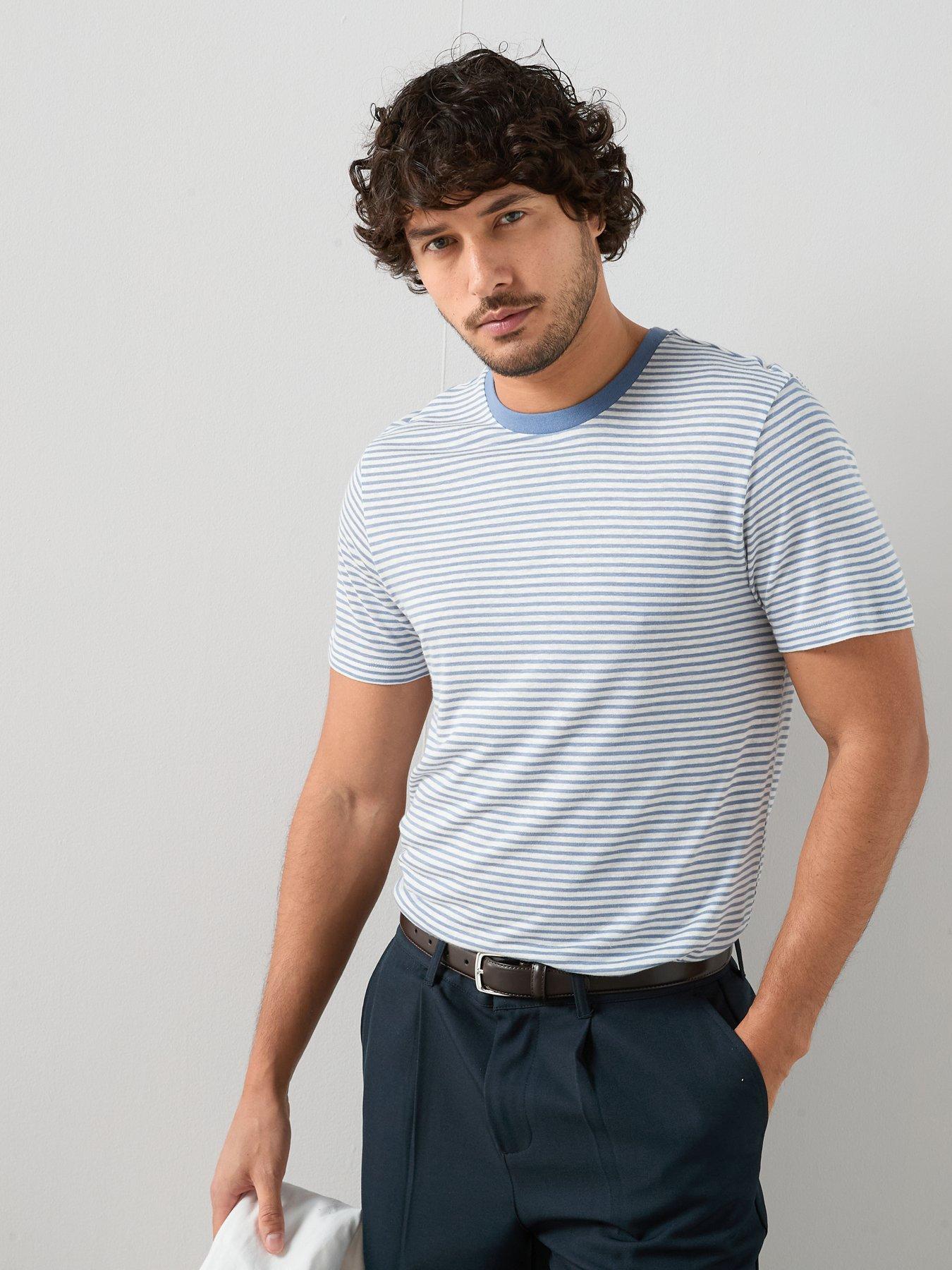Image 6 of 7 of The Very Collection Linen Blend Stripe T-Shirt - Blue