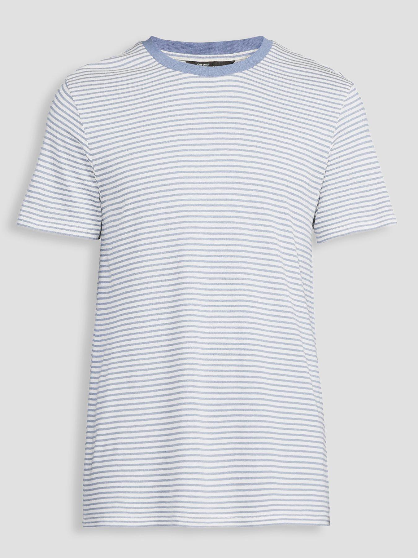 Image 7 of 7 of The Very Collection Linen Blend Stripe T-Shirt - Blue