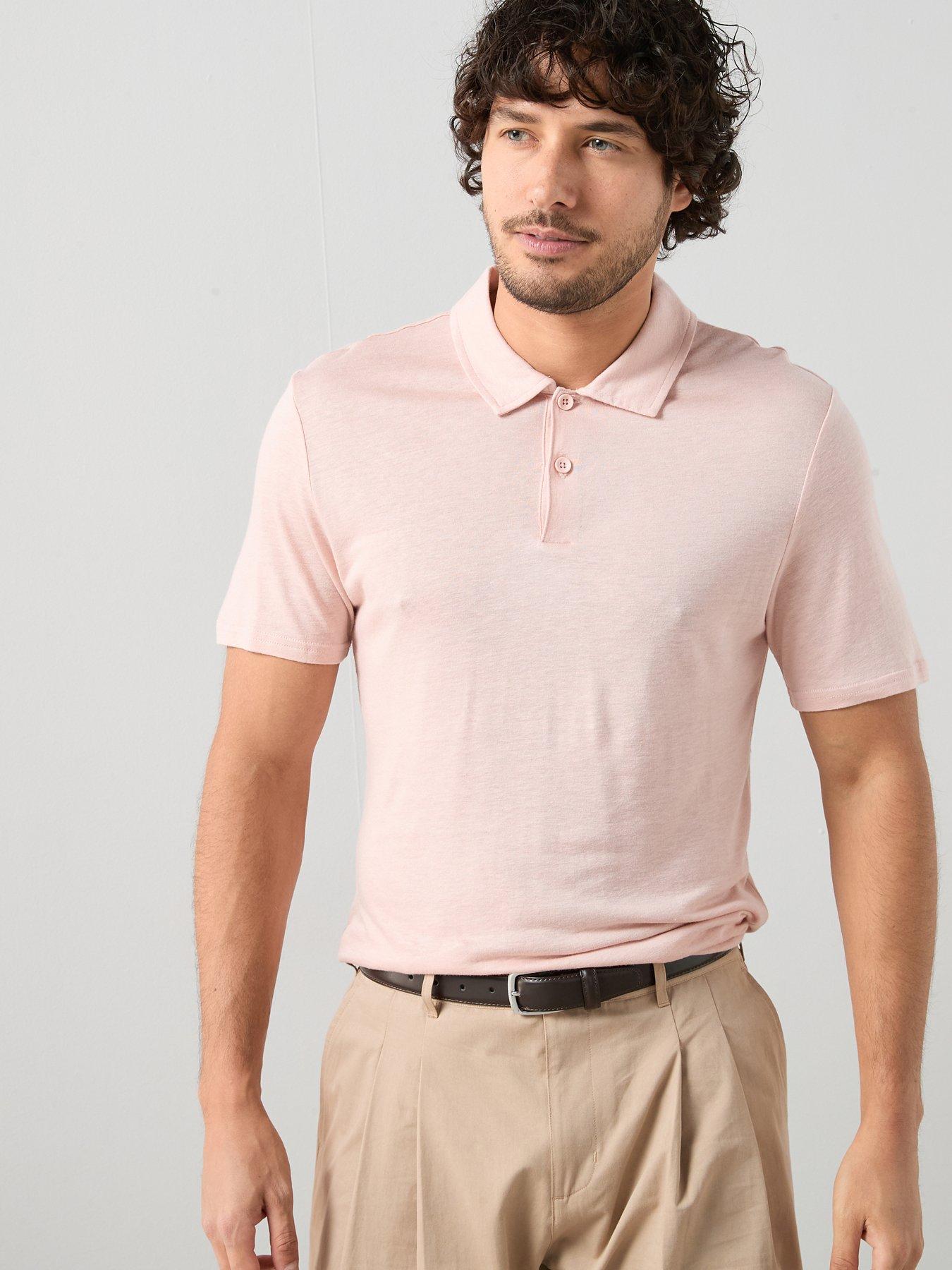 The Very Collection Linen Blend Polo Shirt - Pink