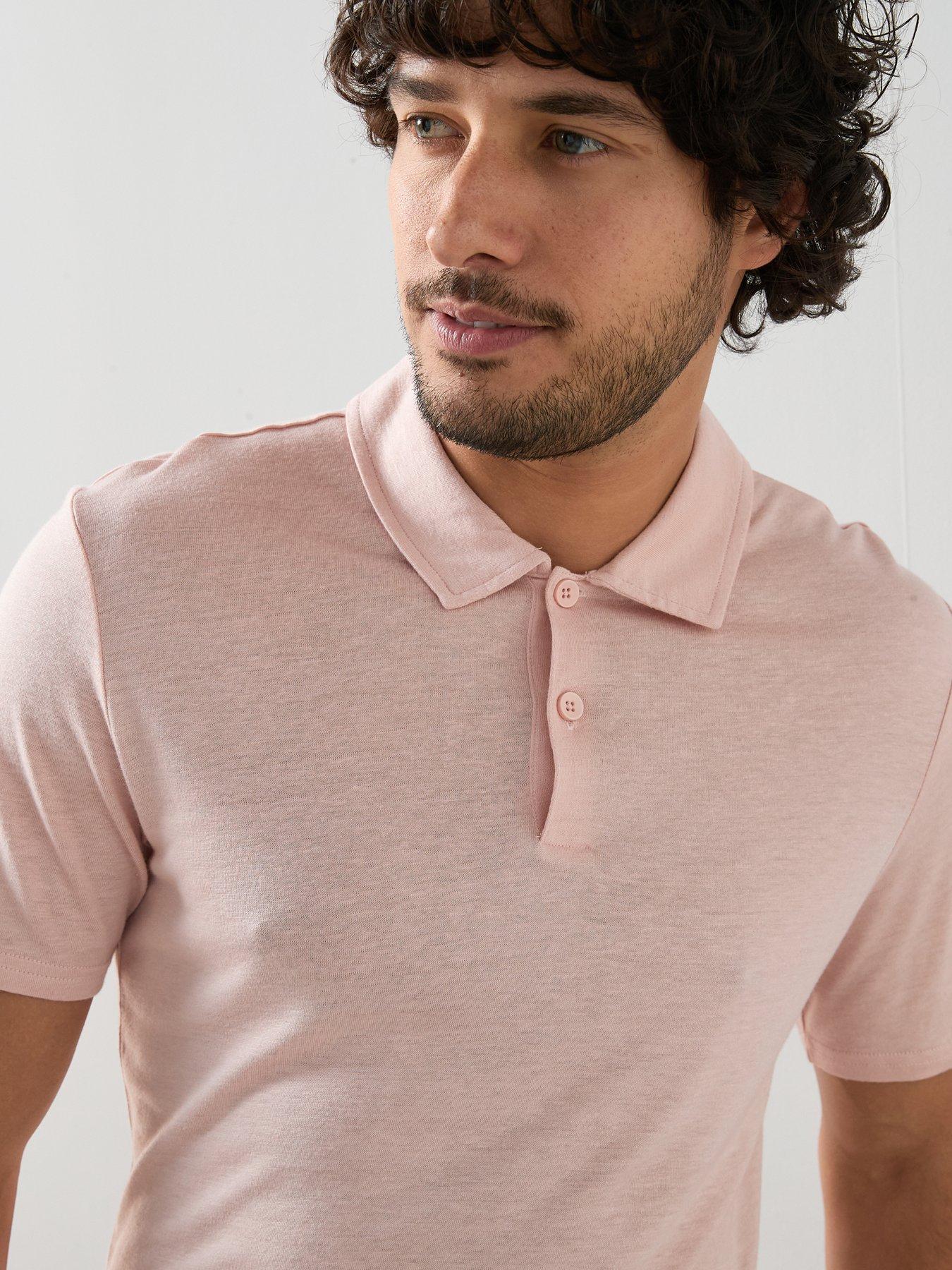 Image 4 of 7 of The Very Collection Linen Blend Polo - Pink