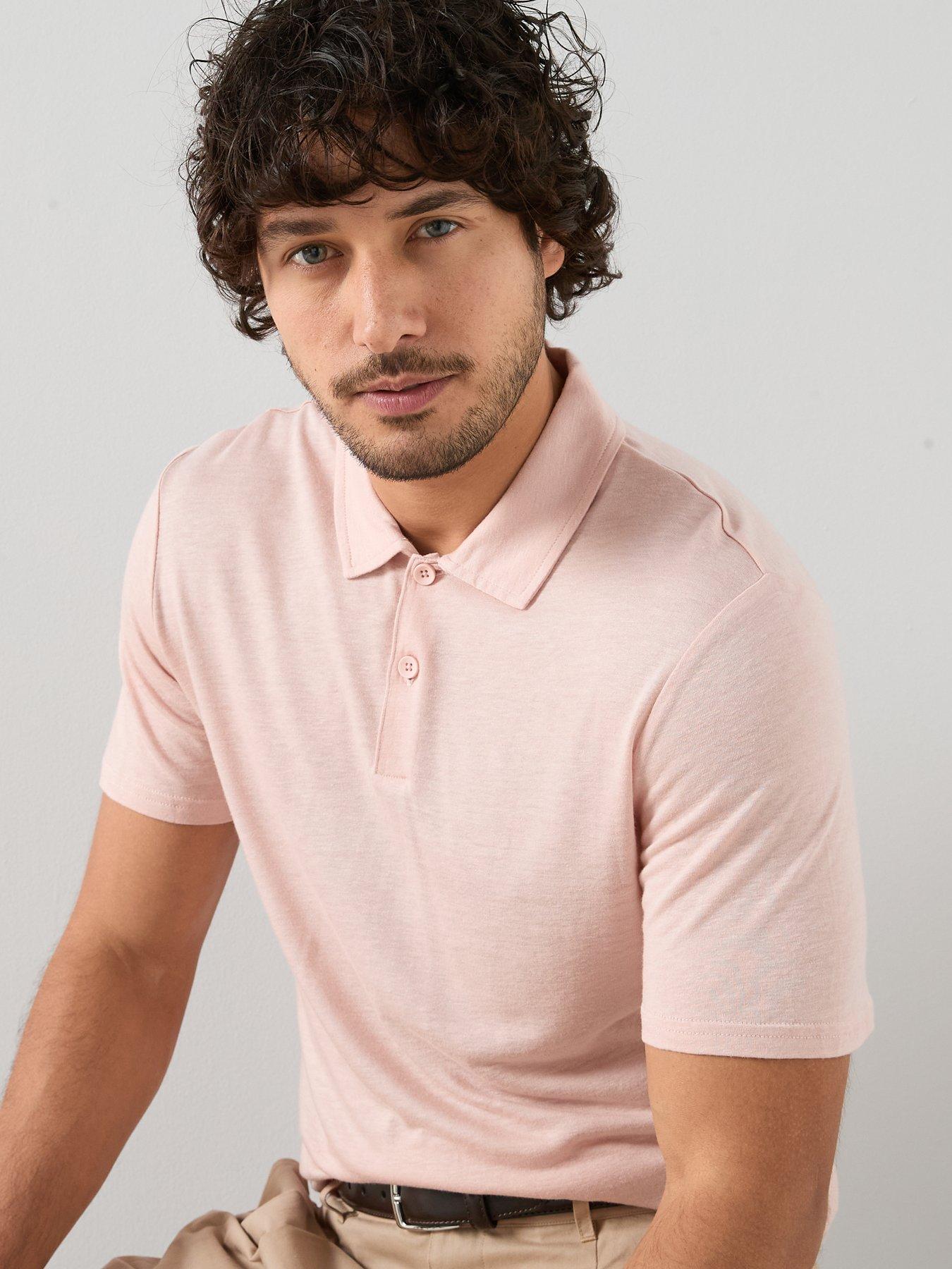 Image 5 of 7 of The Very Collection Linen Blend Polo - Pink