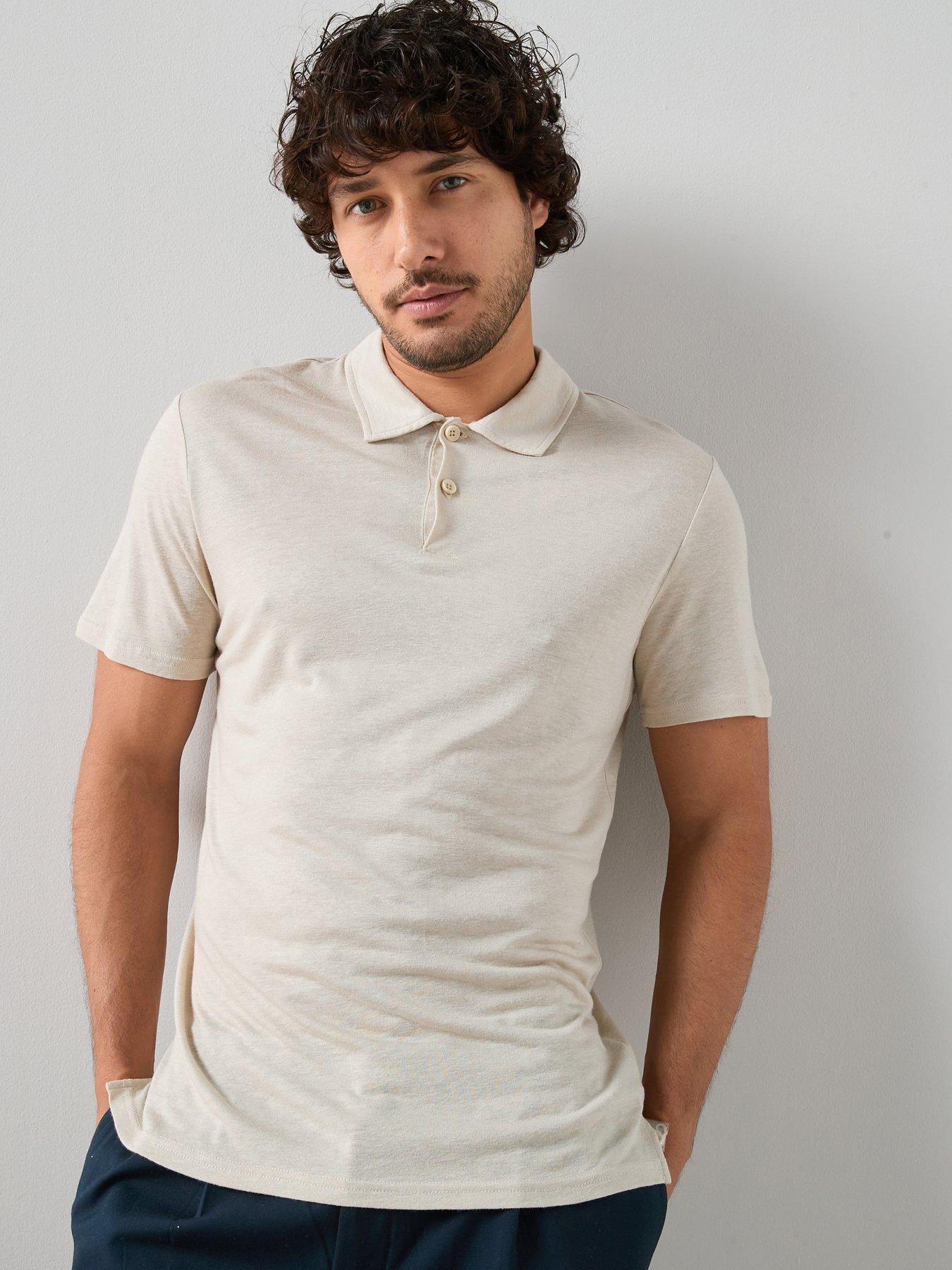 The Very Collection Linen Blend Polo - Stone