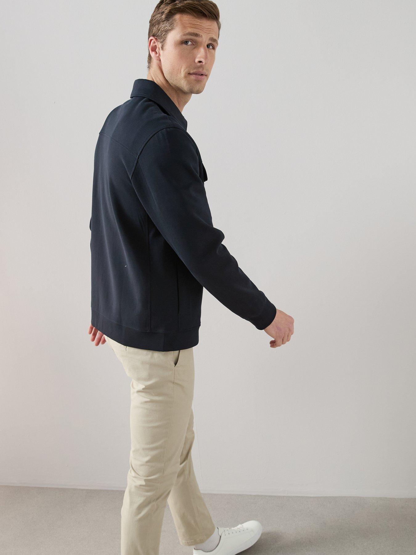 Image 2 of 6 of The Very Collection Cotton Rich Jersey Zip Through Jacket - Navy