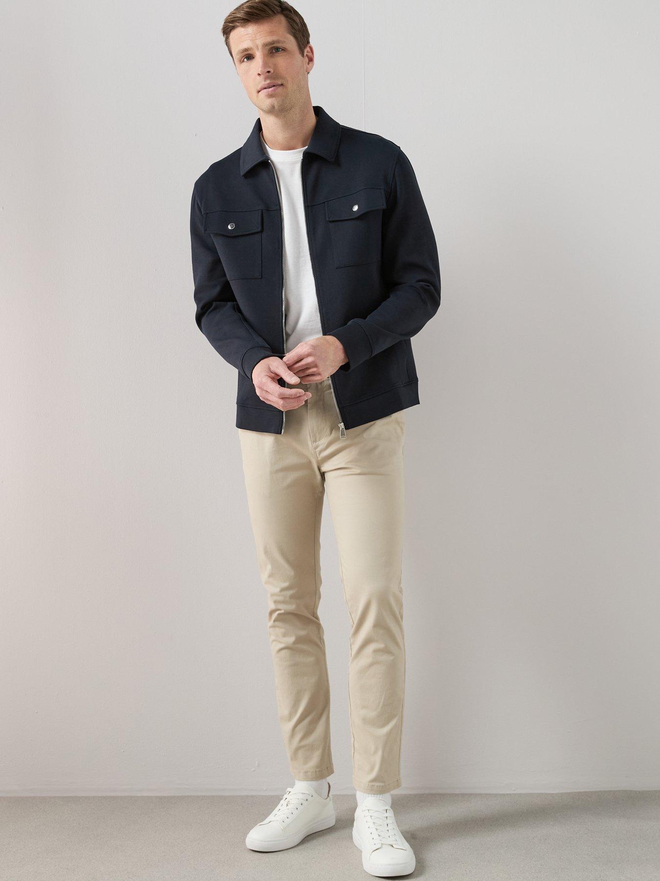Image 3 of 6 of The Very Collection Cotton Rich Jersey Zip Through Jacket - Navy