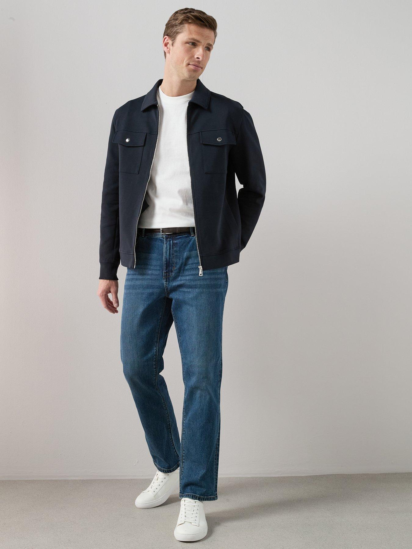 Image 6 of 6 of The Very Collection Cotton Rich Jersey Zip Through Jacket - Navy