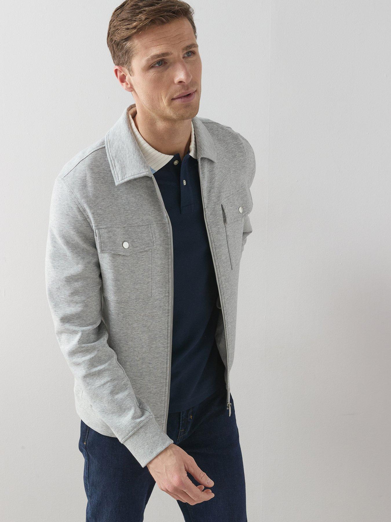 Image 1 of 6 of The Very Collection Cotton Rich Jersey Zip Through Jacket - Grey Marl
