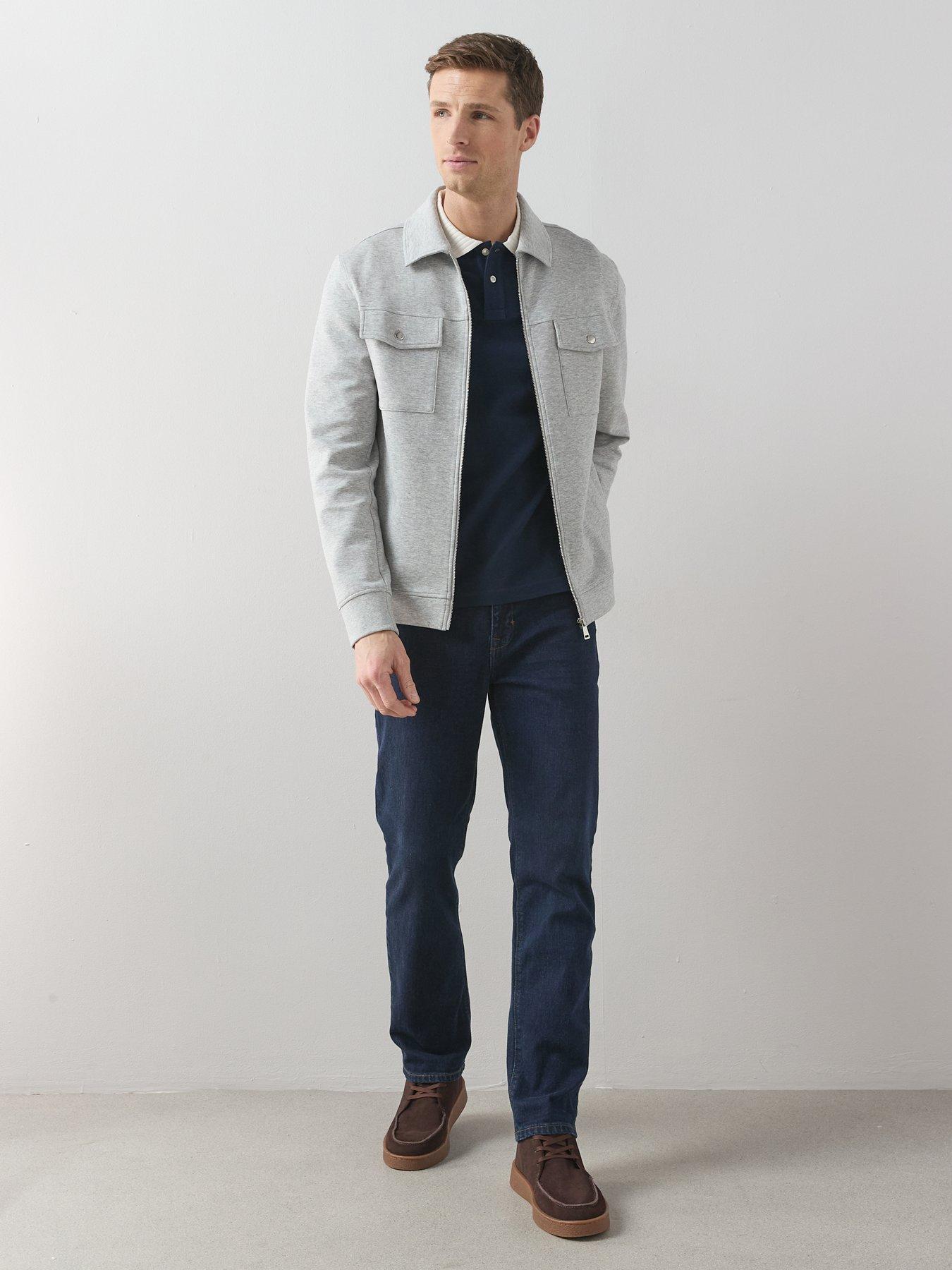 Image 3 of 6 of The Very Collection Cotton Rich Jersey Zip Through Jacket - Grey Marl