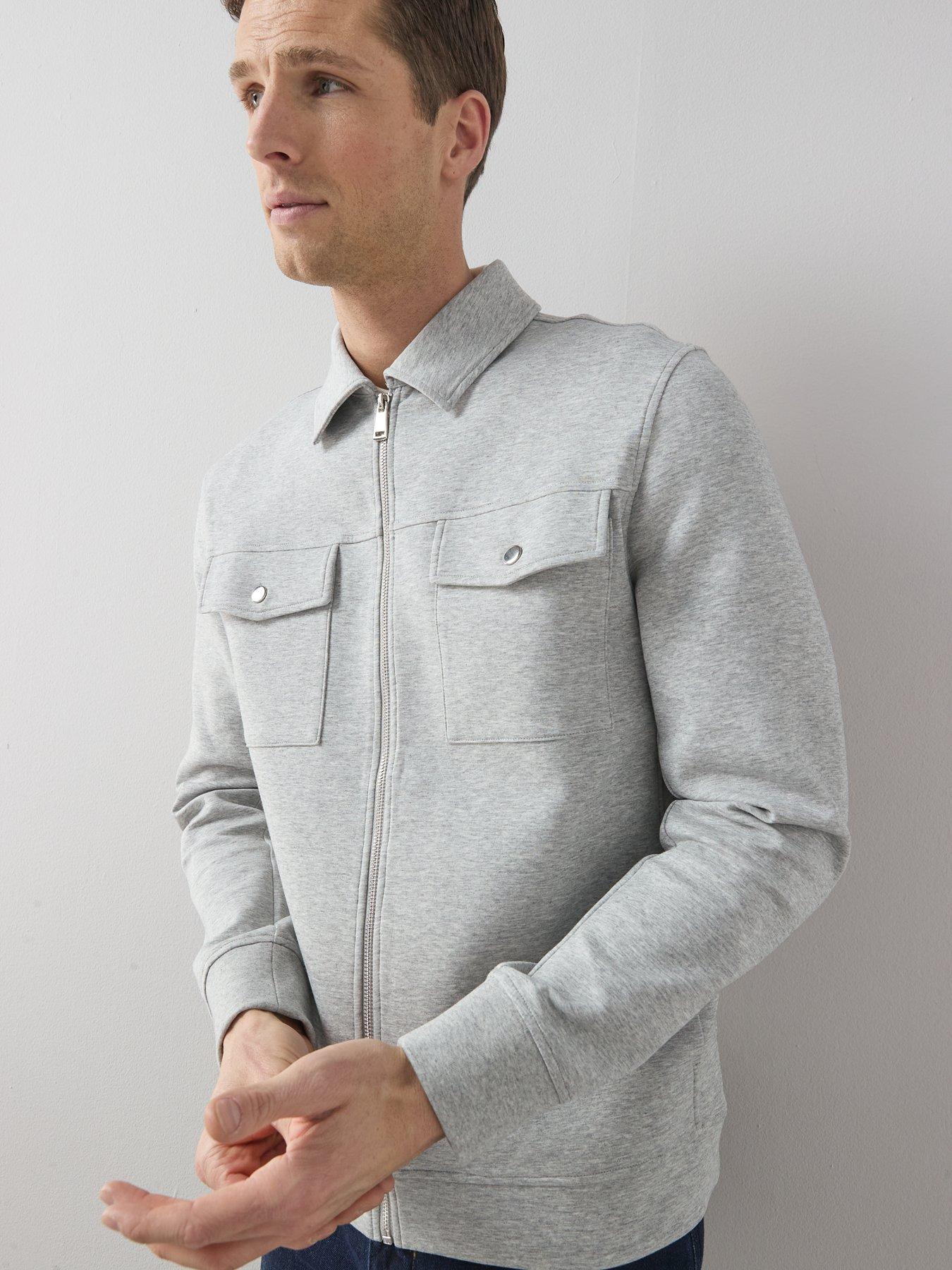Image 4 of 6 of The Very Collection Cotton Rich Jersey Zip Through Jacket - Grey Marl