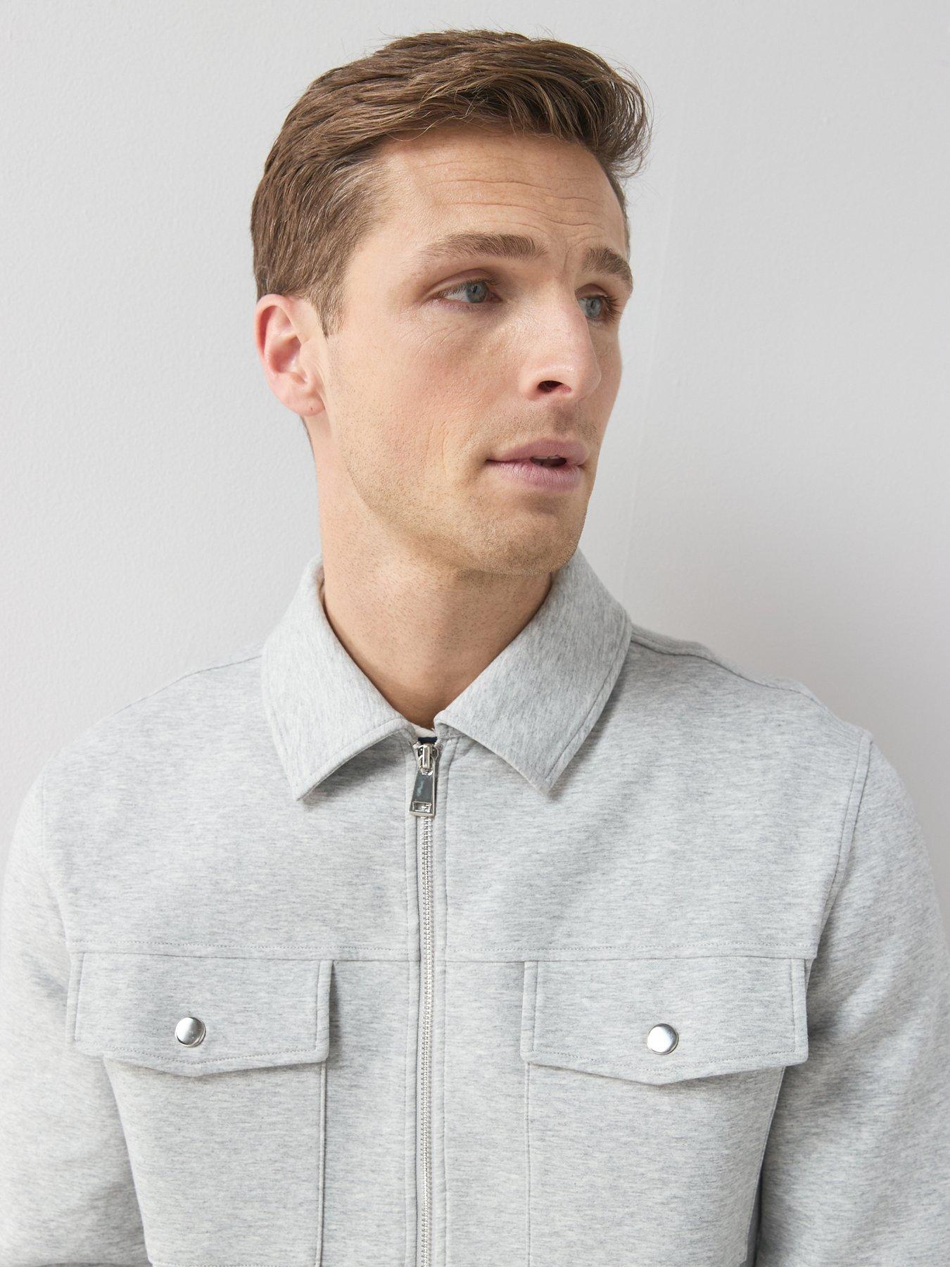 Image 6 of 6 of The Very Collection Cotton Rich Jersey Zip Through Jacket - Grey Marl