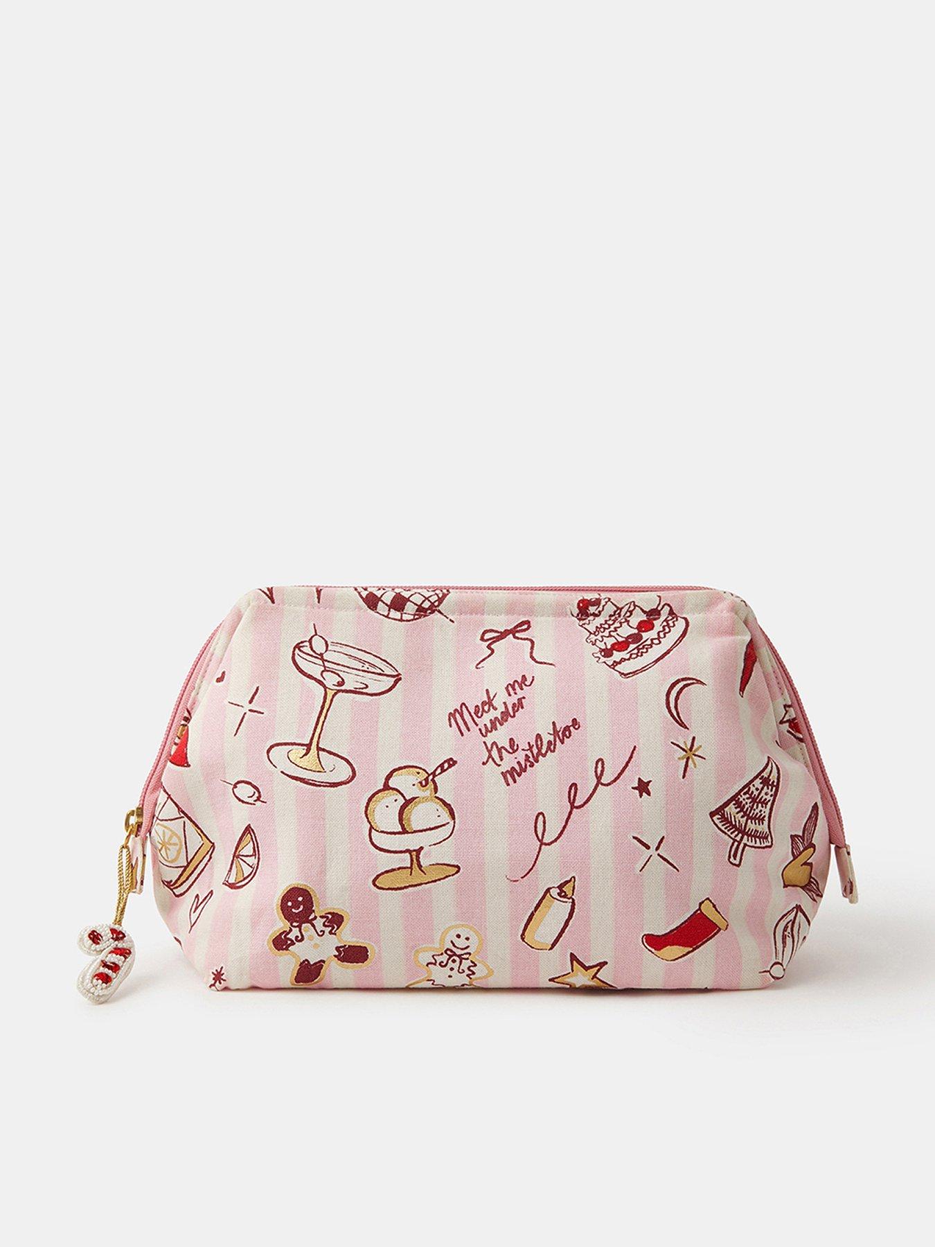 Accessorize Christmas Print Make Up Bag - Pink