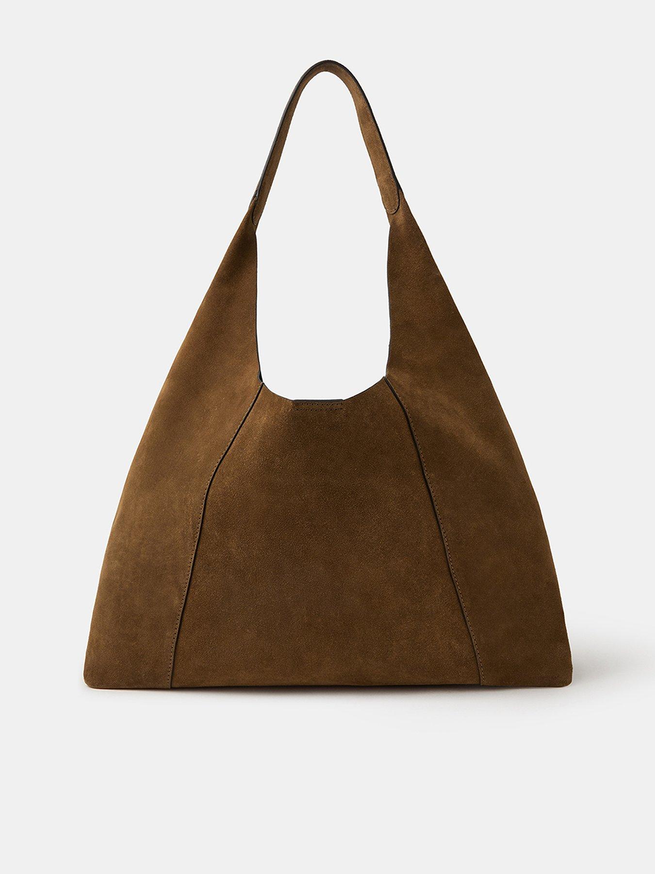 Image 1 of 5 of Accessorize Extra Large Suede Shoulder Bag - Brown