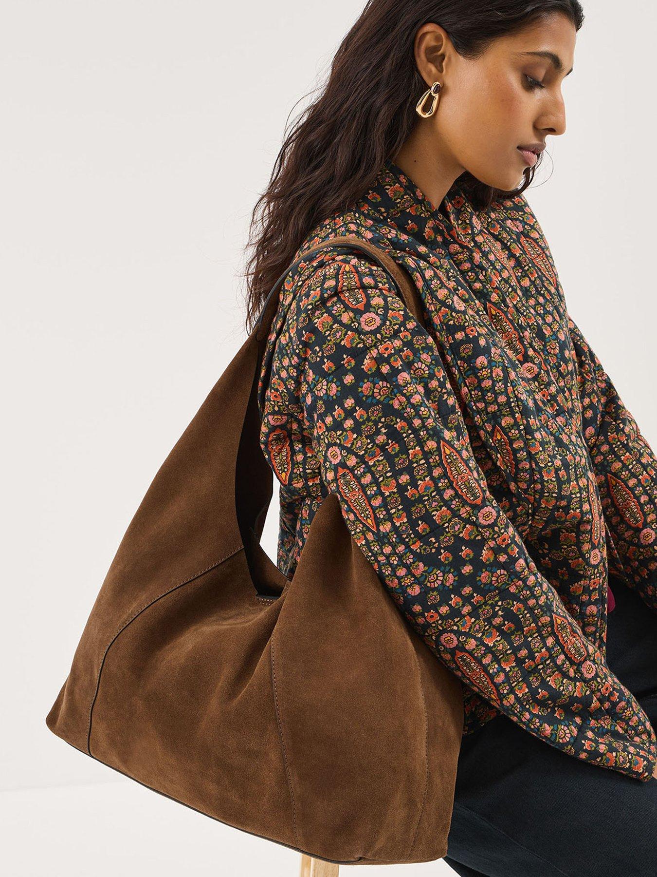 Image 2 of 5 of Accessorize Extra Large Suede Shoulder Bag - Brown