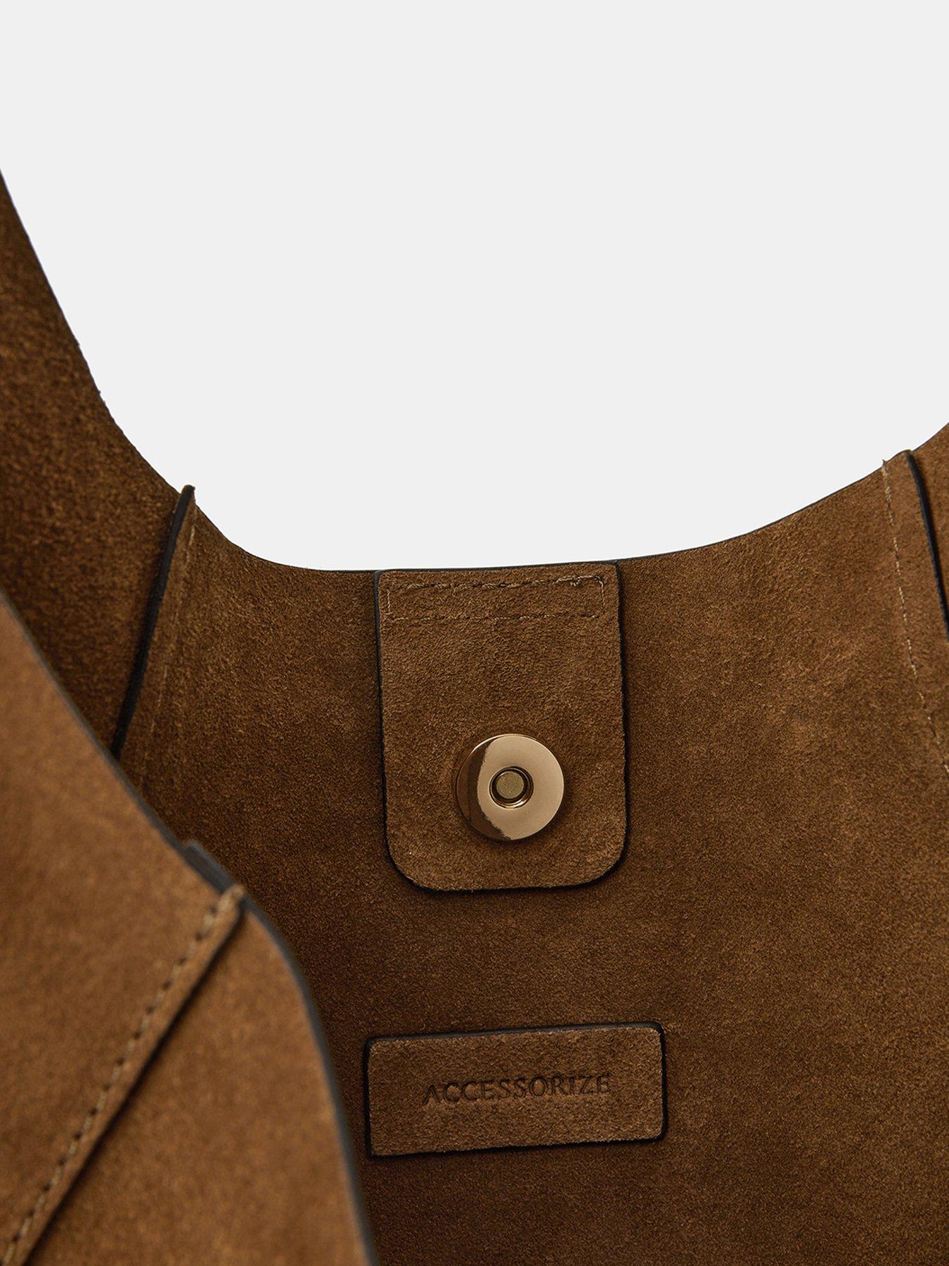 Image 4 of 5 of Accessorize Extra Large Suede Shoulder Bag - Brown