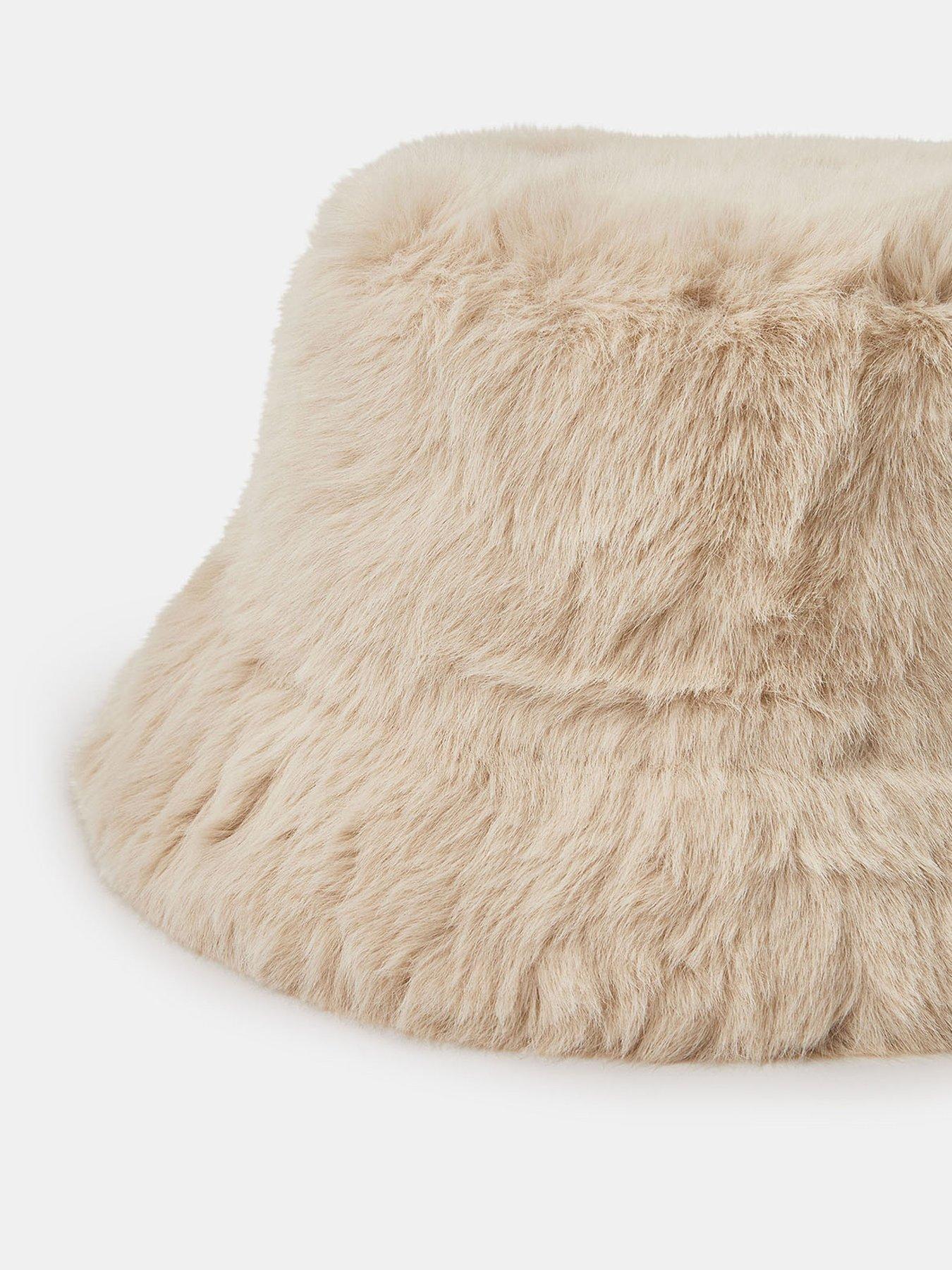 Image 3 of 3 of Accessorize Natural Fur Hat - White