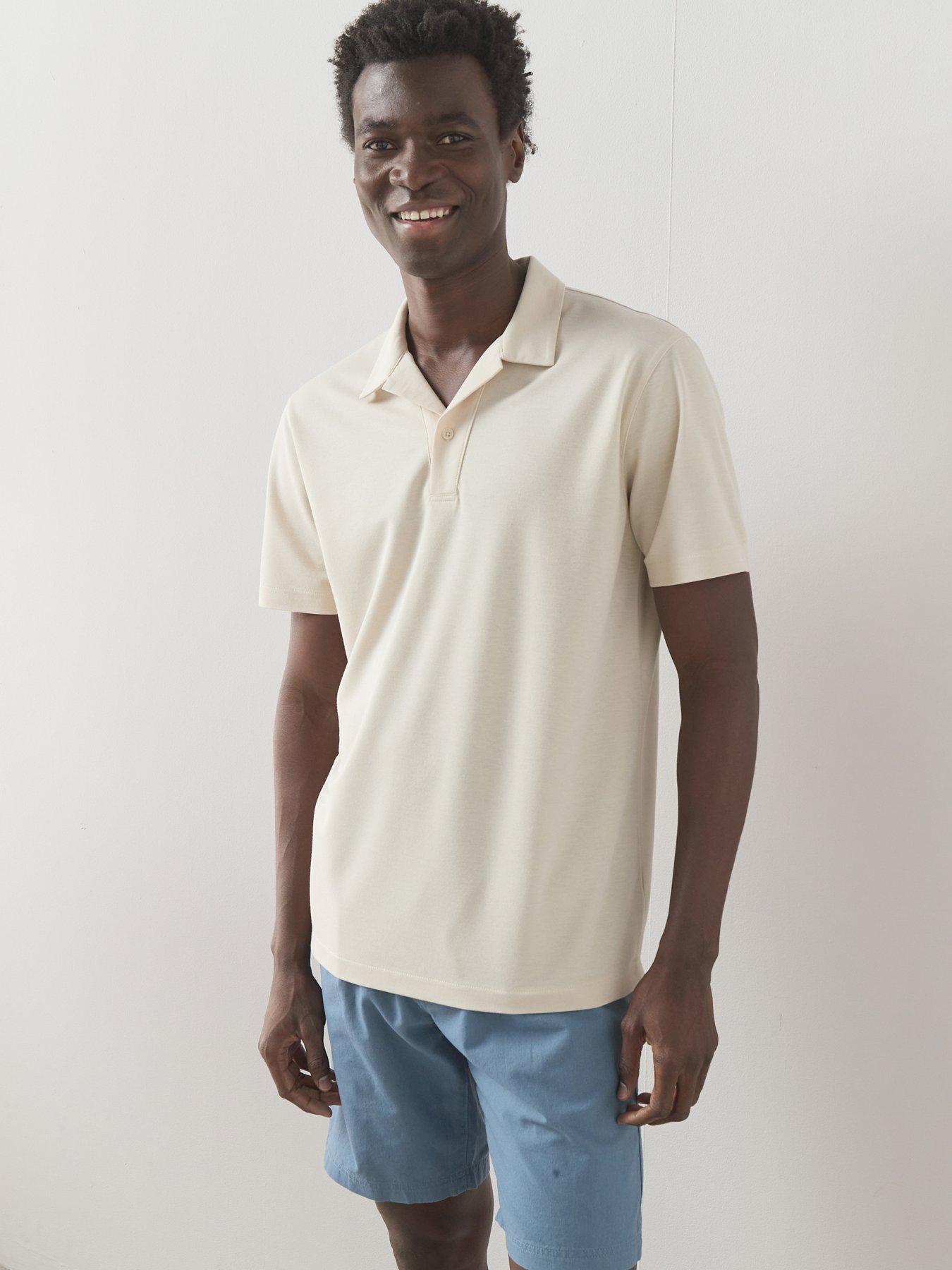 The Very Collection Short Sleeve Button Up Polo Shirt - Stone