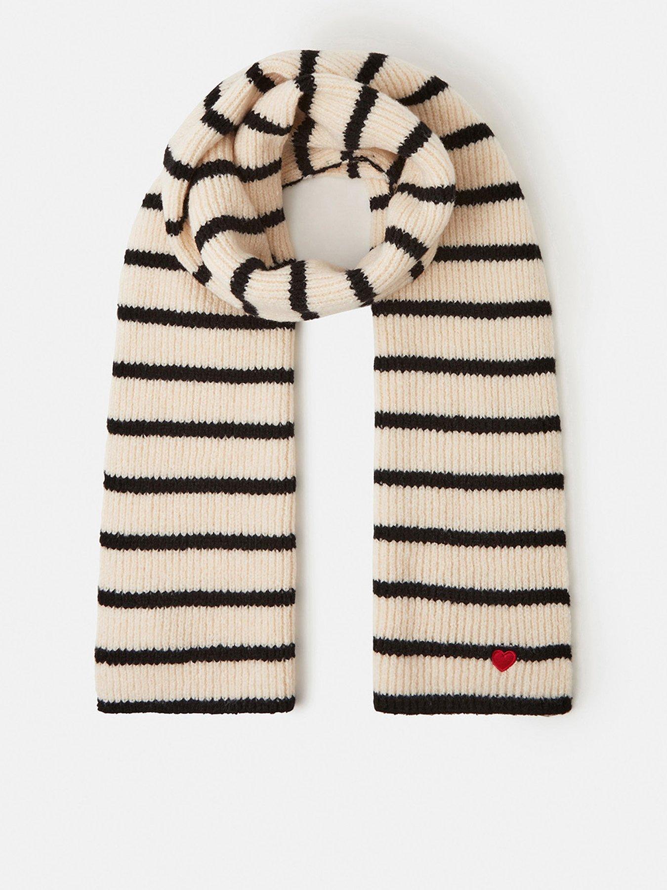 Accessorize Stripe Heart Rib Knit Scarf - Multi