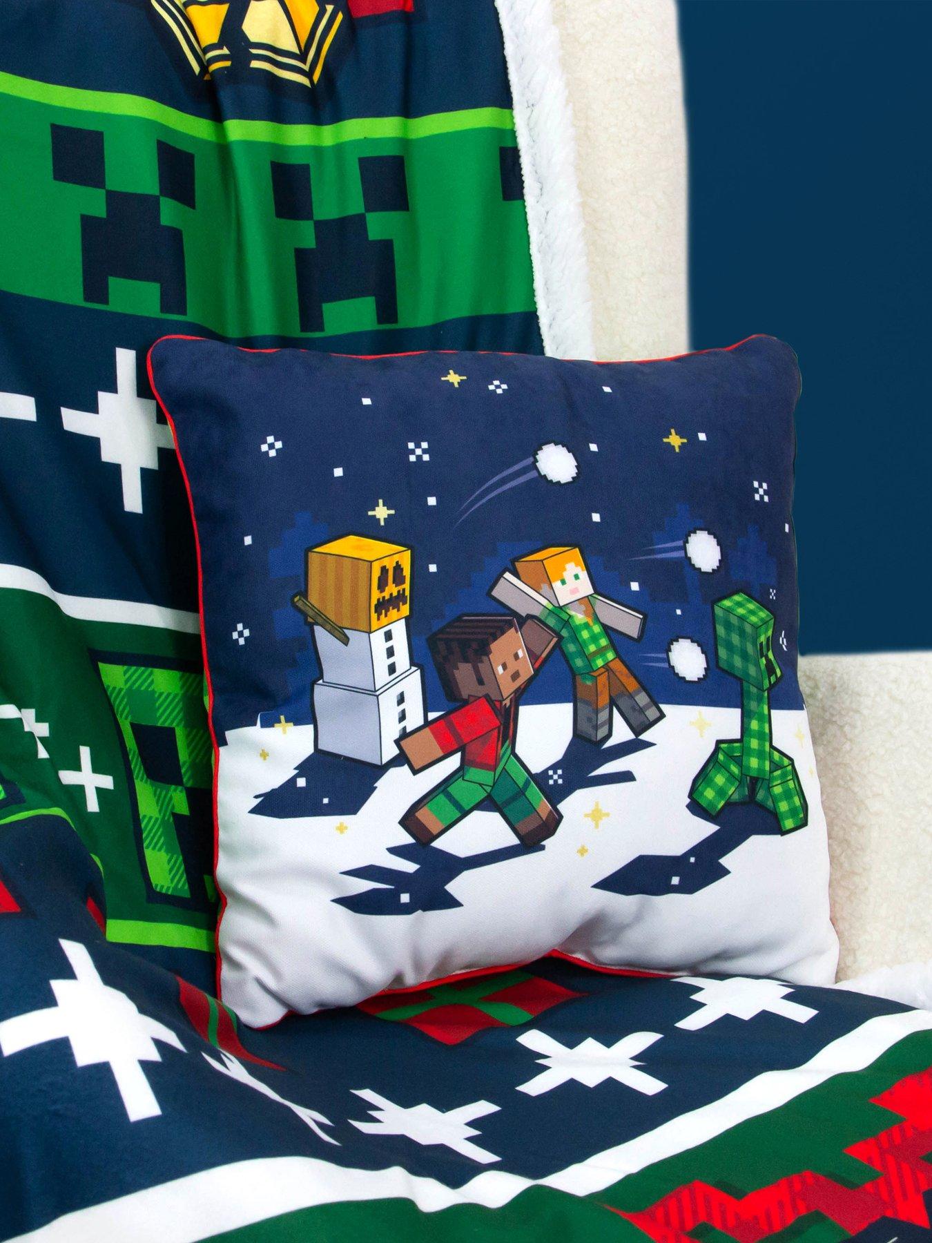 Image 1 of 5 of Minecraft Snowy Square Christmas Cushion