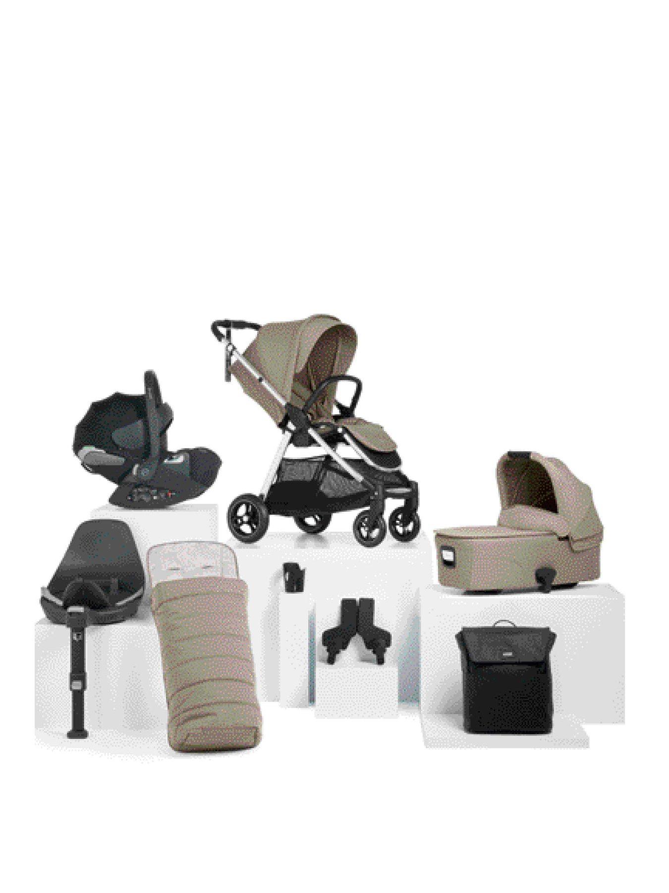Mamas & Papas Complete Kit - Flip XT3 Sage Grey Cloud T (Inc Pushchair, Carrycot, Adaptors, Cupholder, Bag, Footmuff, Cloud T & Isofix Base)