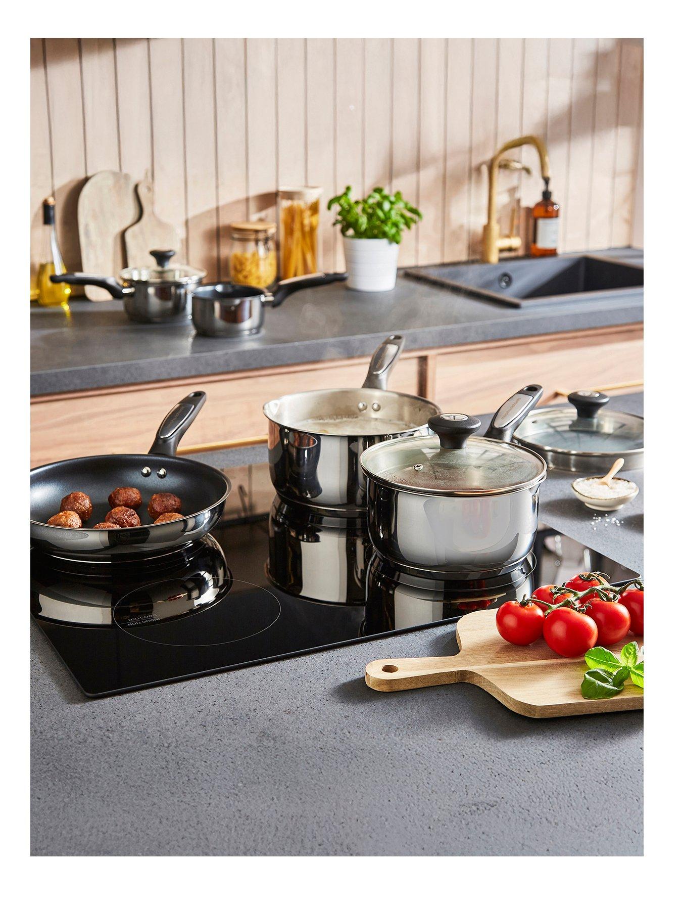 Morphy Richards 5pc Pouring Spout Stainless Steel Pan Set Graphite