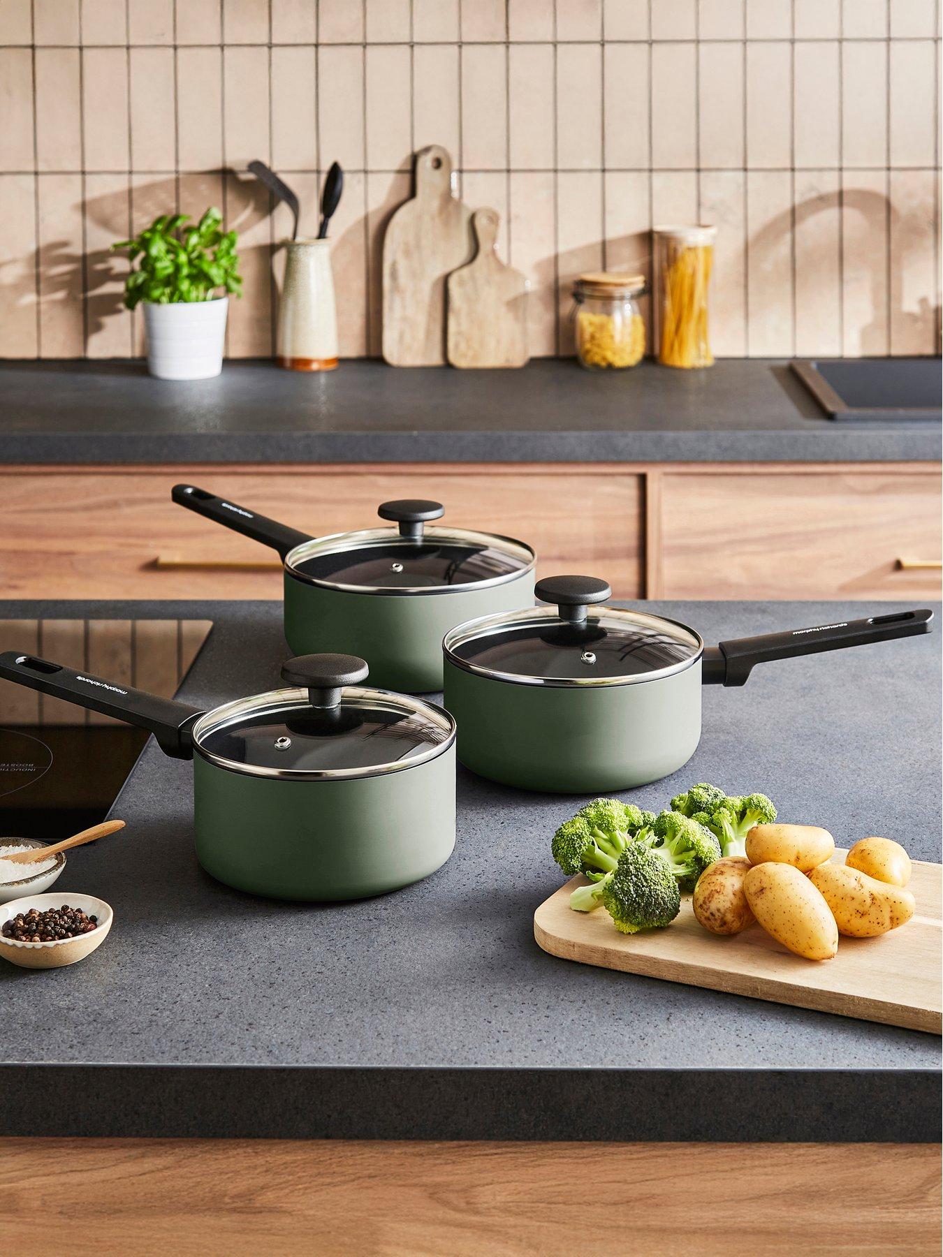 Morphy Richards 3pc Aluminium Saucepan Set Green