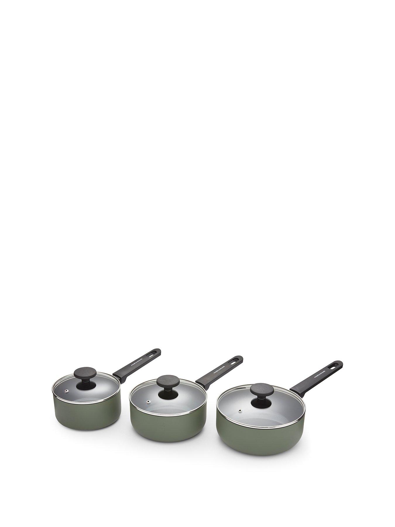 Morphy Richards 3pc Aluminium Saucepan Set Green