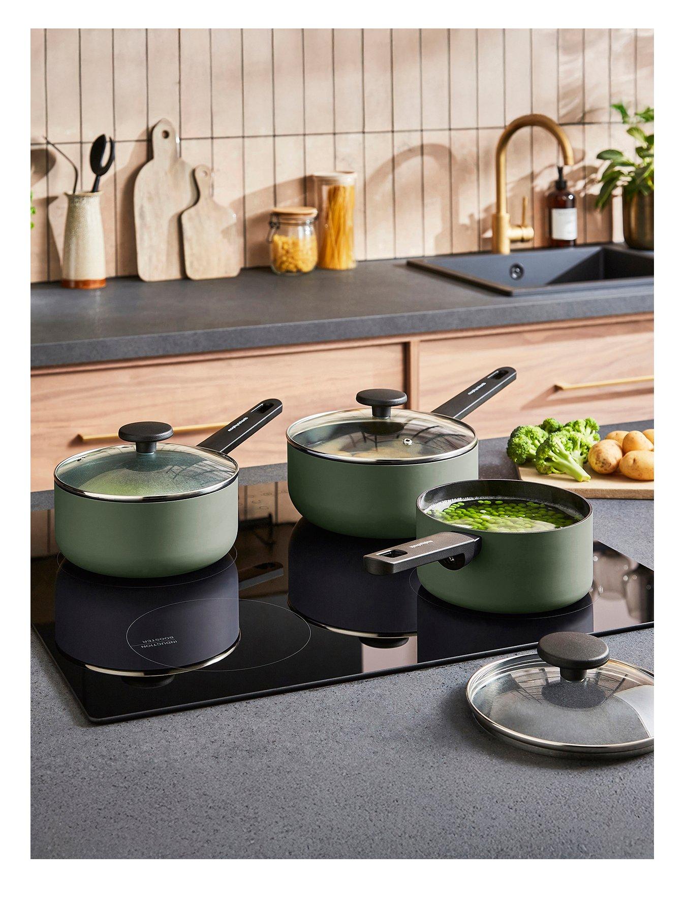 Image 2 of 7 of Morphy Richards 3pc Aluminium Saucepan Set Green
