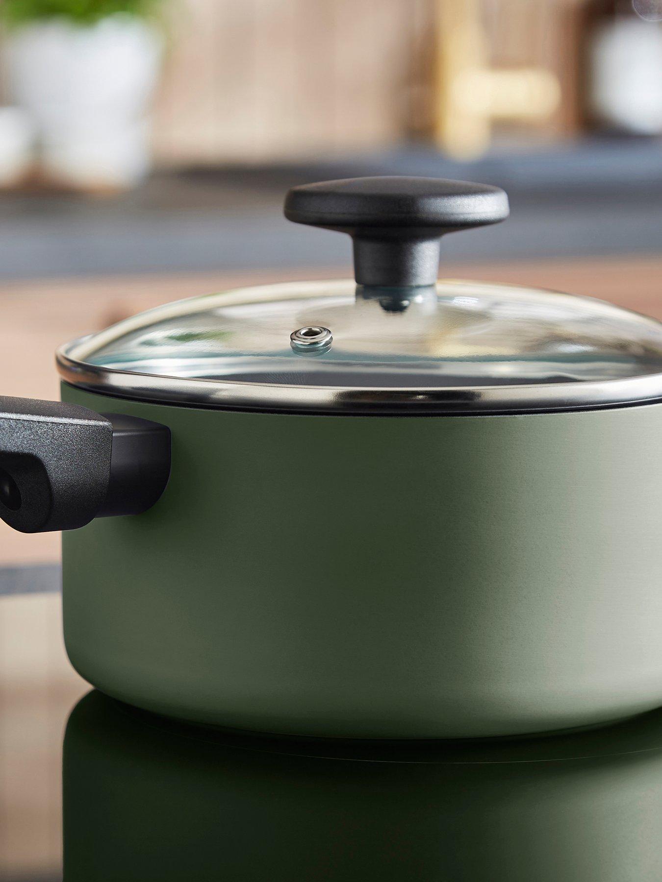 Image 5 of 7 of Morphy Richards 3pc Aluminium Saucepan Set Green