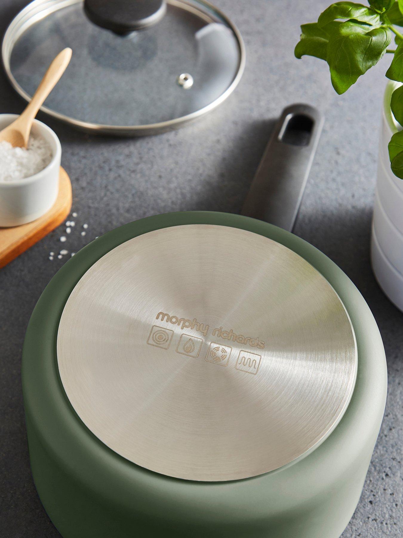 Image 6 of 7 of Morphy Richards 3pc Aluminium Saucepan Set Green