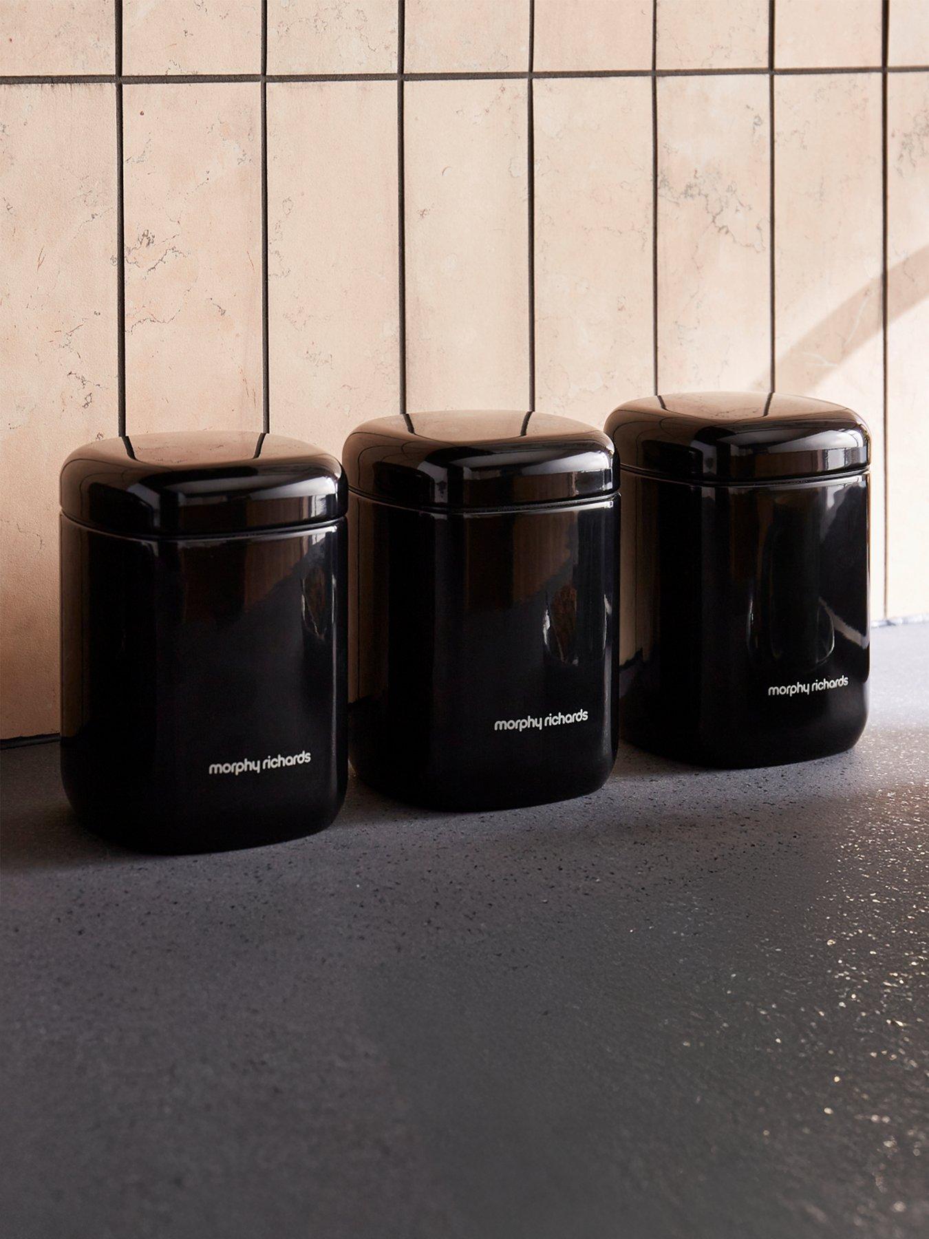 Morphy Richards Equip Set Of 3 Storage Canisters Black