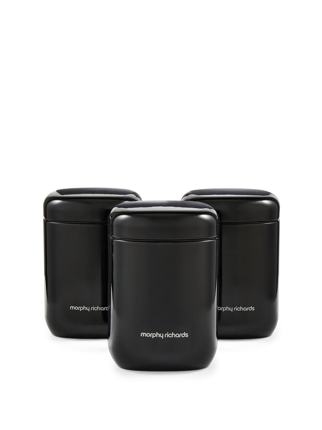 Morphy Richards Equip Set Of 3 Storage Canisters Black